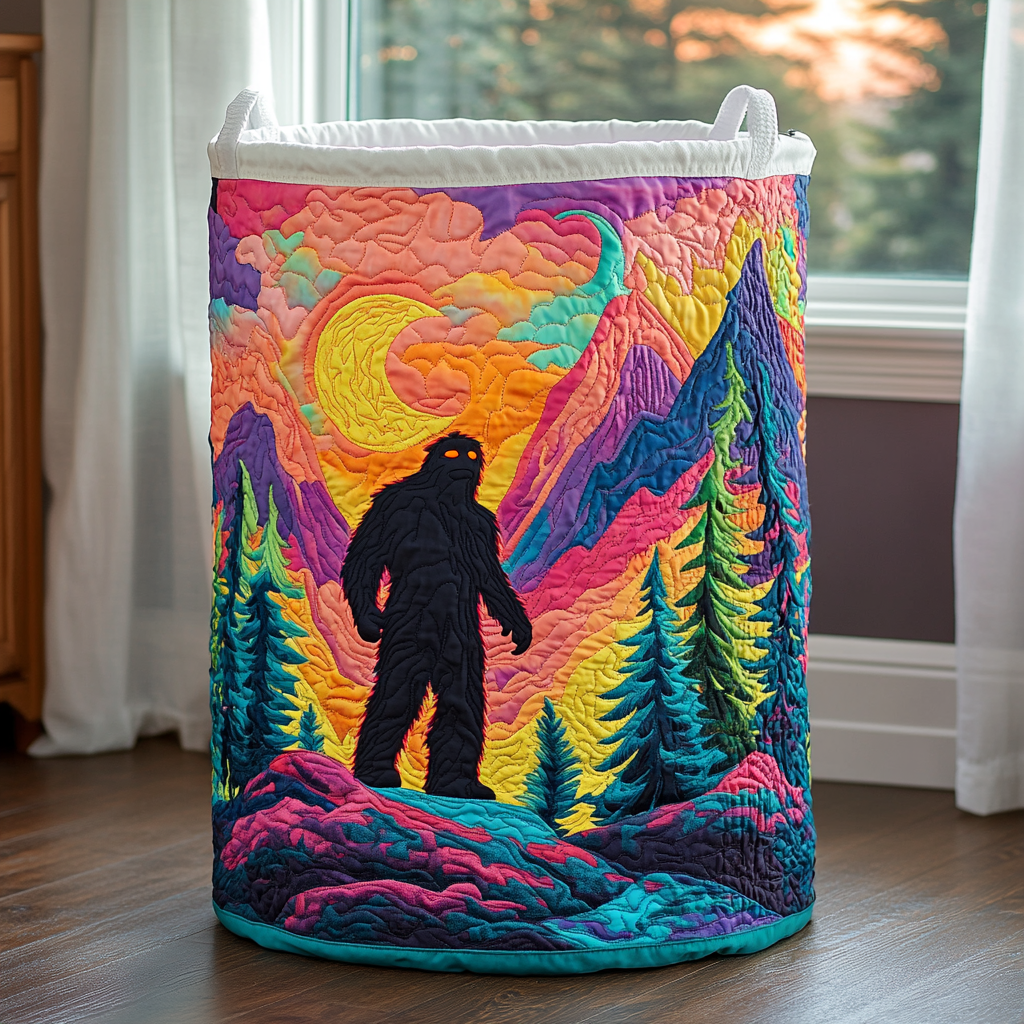 Bigfoot Legend Quilted Laundry Basket Best Clothes Basket Bigfoot Themed Gifts
