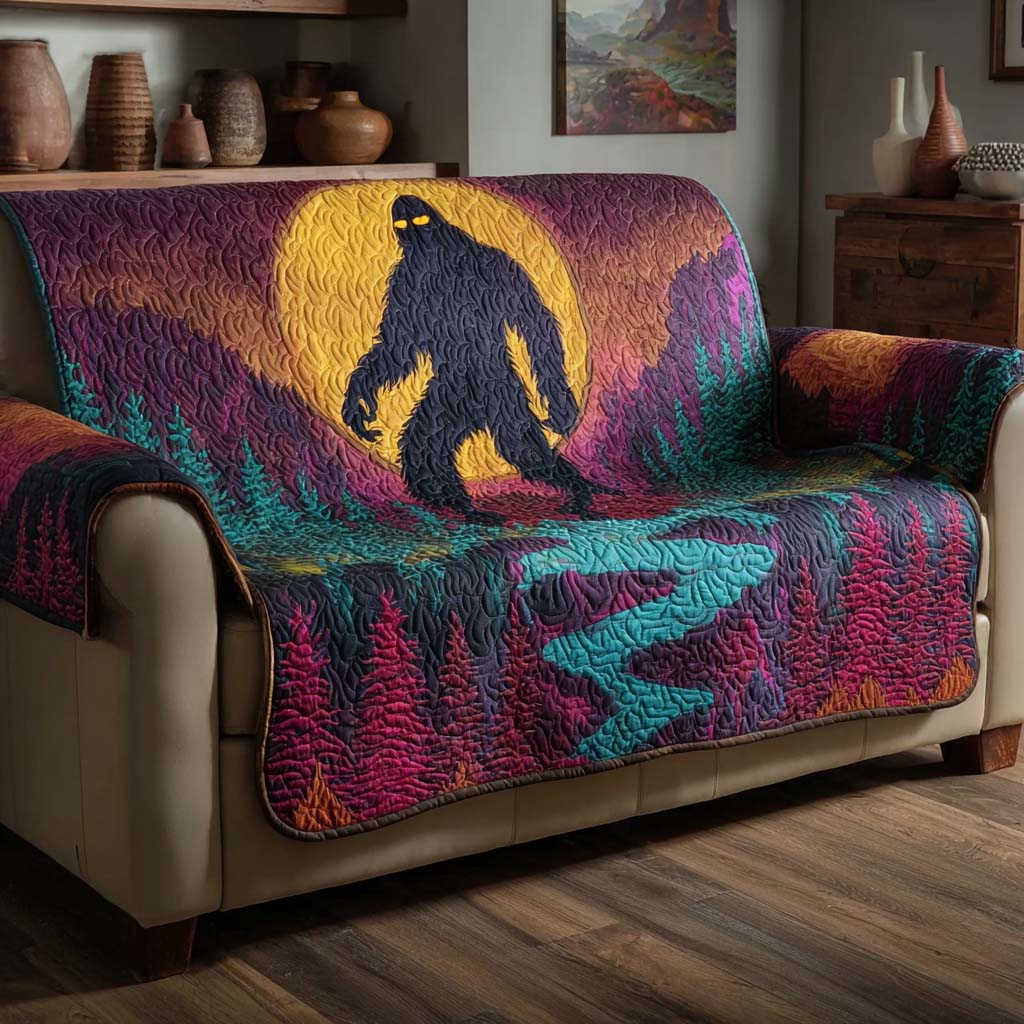 Bigfoot Neon Night Quilted Sofa Cover Home Decorattions Best Bigfoot Gifts
