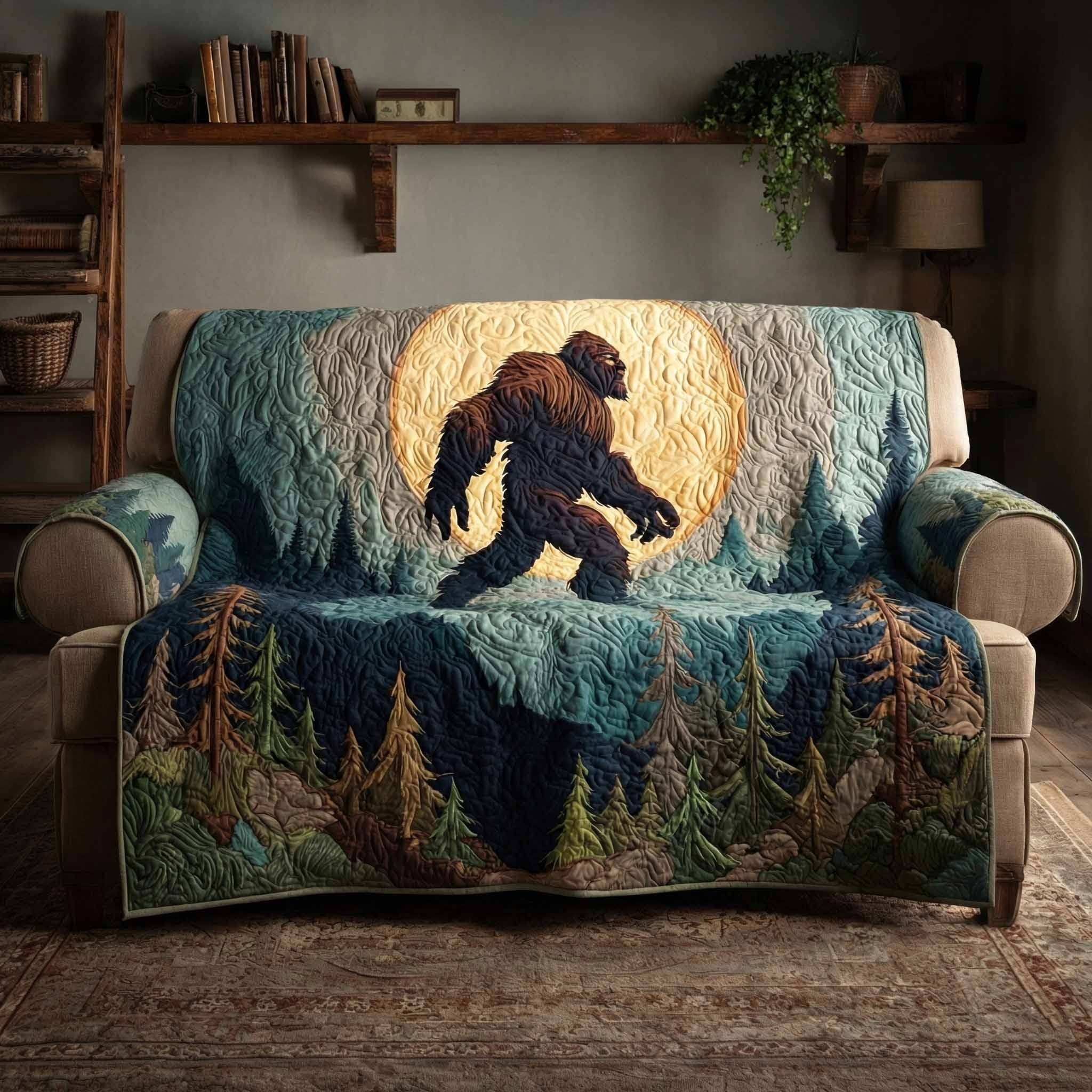 Bigfoot Night Roamer Quilted Sofa Cover Furniture Covers For Sofas Gifts For Sasquatch Lovers
