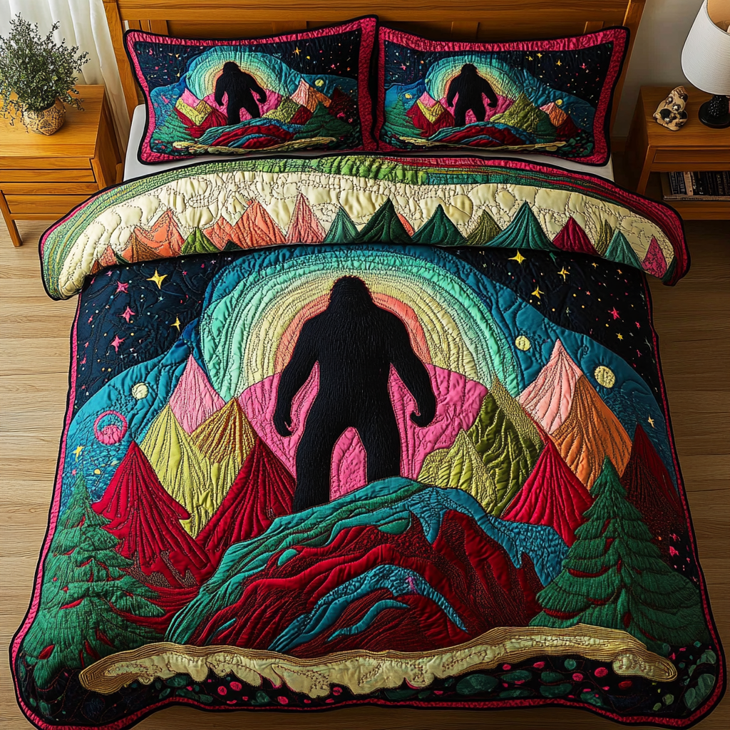 Bigfoot Spirit Quilted Bedding Set Unique Bed Sheet Set Bigfoot Gifts For Adults
