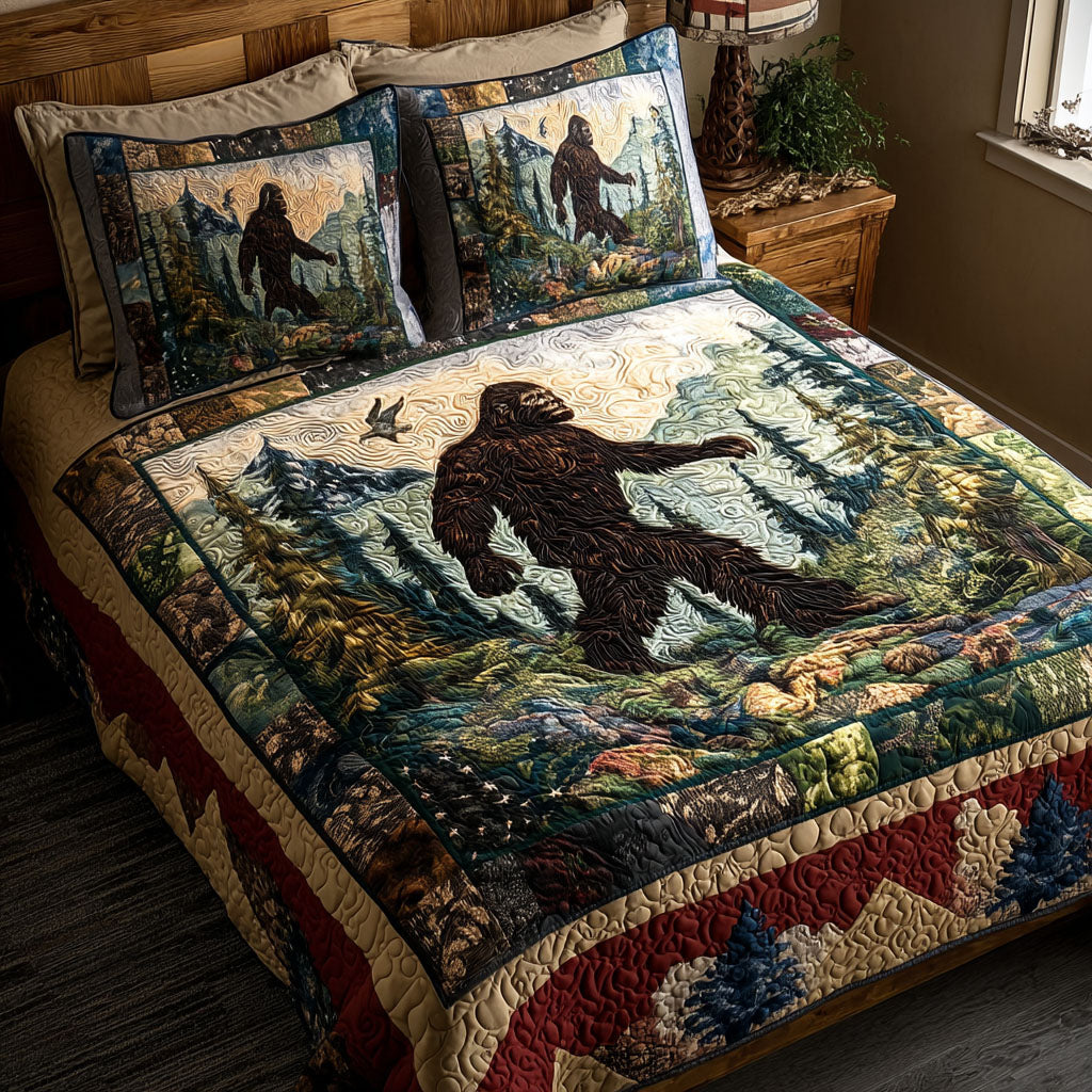Bigfoot Trailblazer Quilted Bedding Set Duvet Cover Sheets Bigfoot Themed Gifts