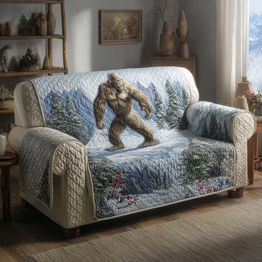Bigfoot Winter Trek Quilted Sofa Cover Furniture Covers For Sofas Big Foot Gift Ideas