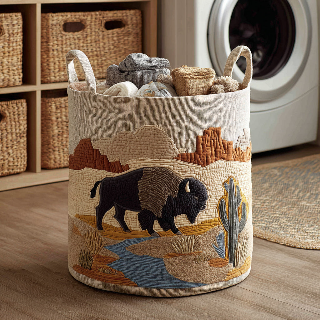 Bison Desert Dream Quilted Laundry Basket Unique Cool Laundry Basket Top 10 Father's Day Gifts