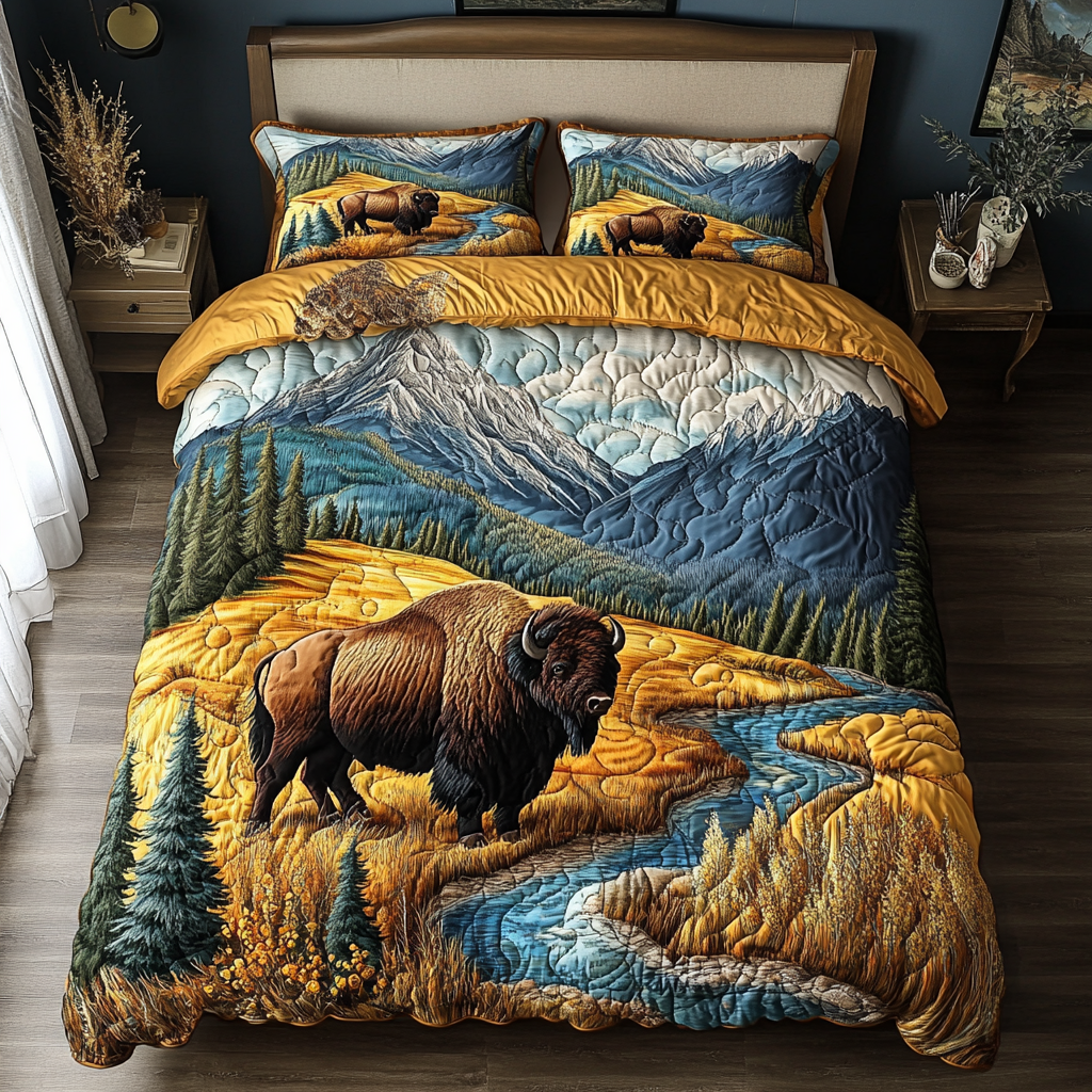 Bison Trail Quilted Bedding Set Unusual Bed Sheets Awesome Father's Day Gifts