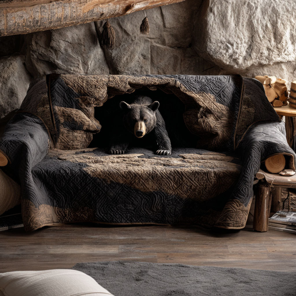 Black Bear Hideout Quilted Sofa Cover Sofa Saver Covers Presents For Bear Lovers