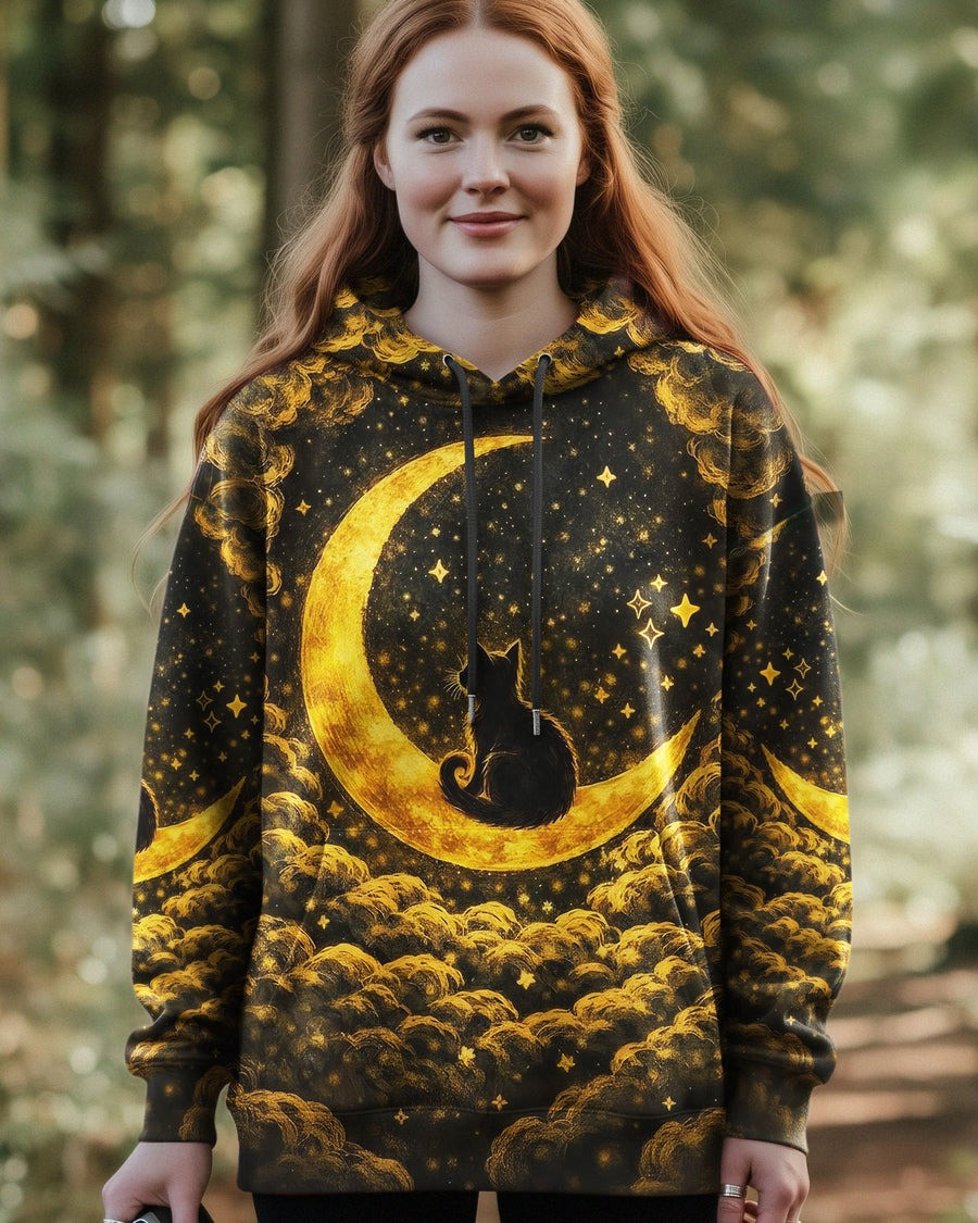 Black Cat Hello Darkness My Old Friend Hoodie Groovy Hippie Apparel Gifts For Her