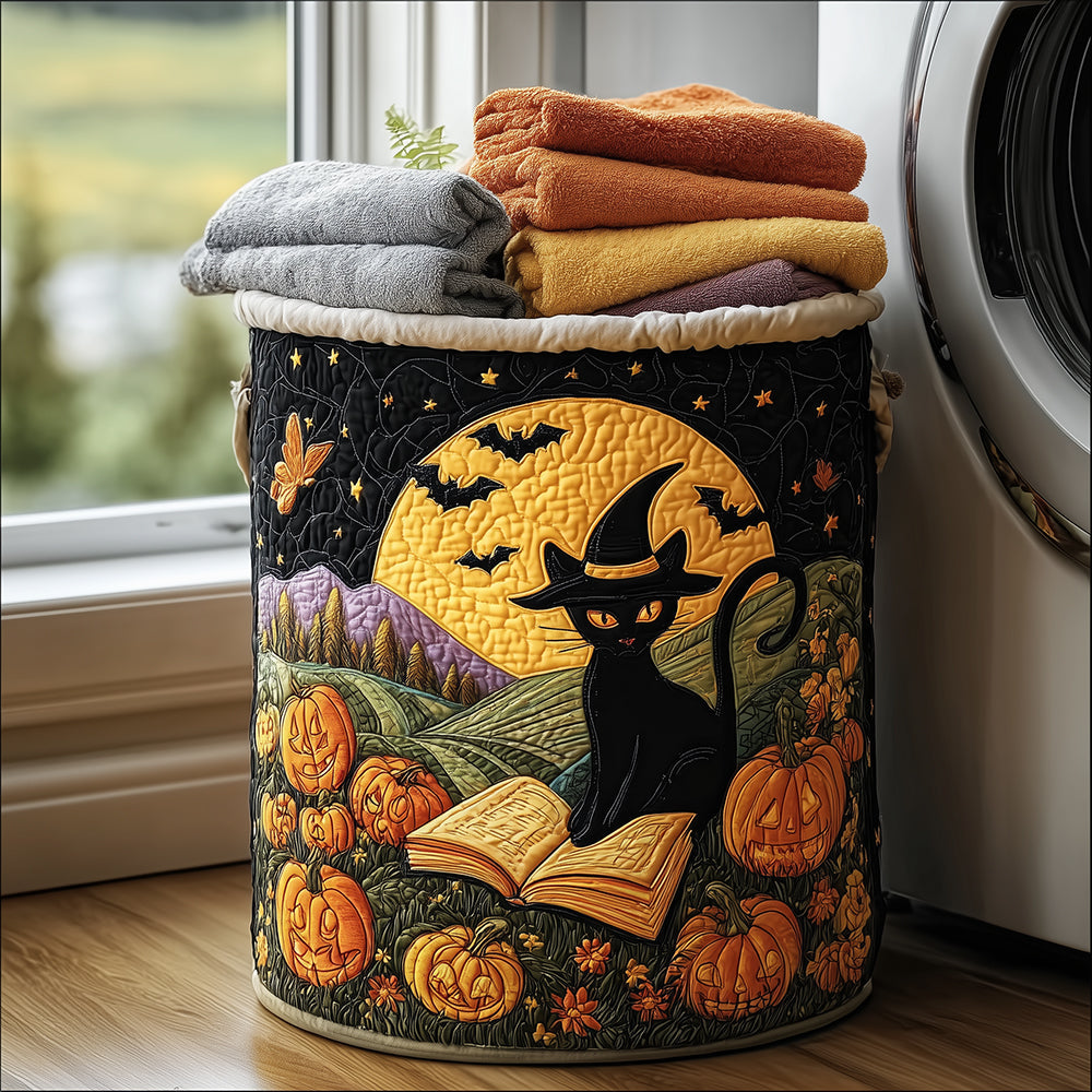Black Cat Magic Quilted Laundry Basket Laundry Room Decor Ideas Gifts For Cat Parents