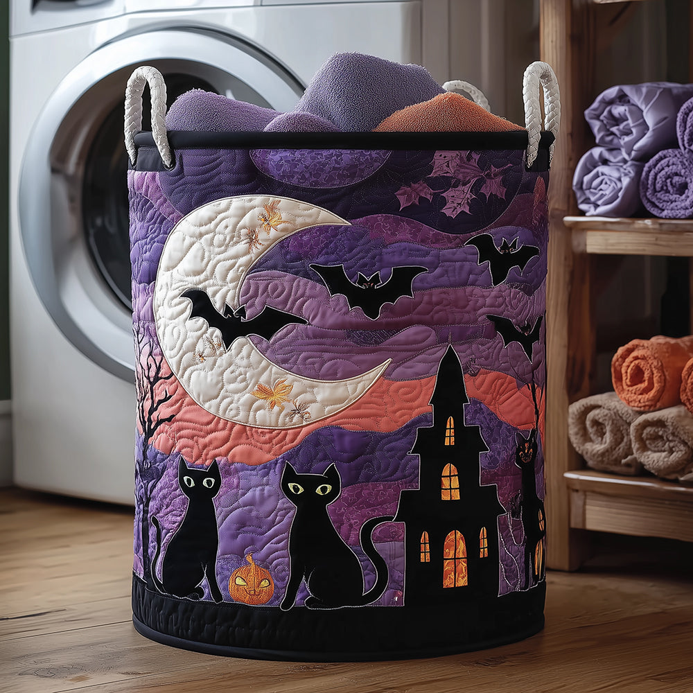Black Cat Magic Quilted Laundry Basket Room Decor Cat Lover Gifts