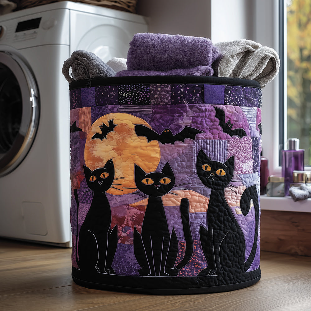 Black Cat Spell Quilted Laundry Basket Unusual Laundry Basket Stuff For Cat Lovers