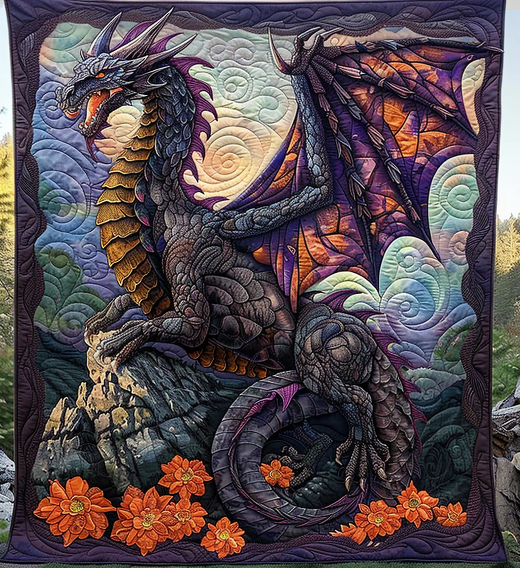 Black Dragon Quilted Blanket Cozy Bedroom Ideas Great Dragon Lover Gifts