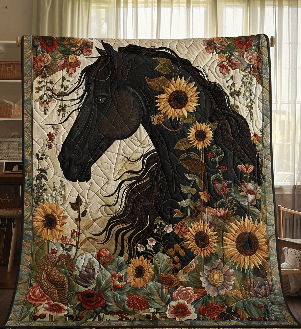Black Horse Charm Quilted Blanket Best Comforter Sets Top Father's Day Gifts