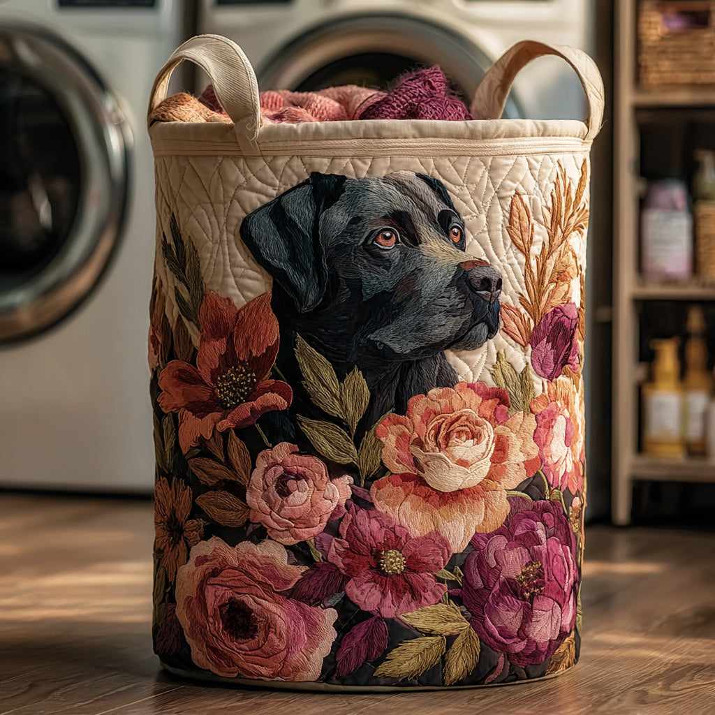 Black Labrador Floral Quilted Laundry Basket Laundry Room Decor Ideas Labrador Gift Ideas
