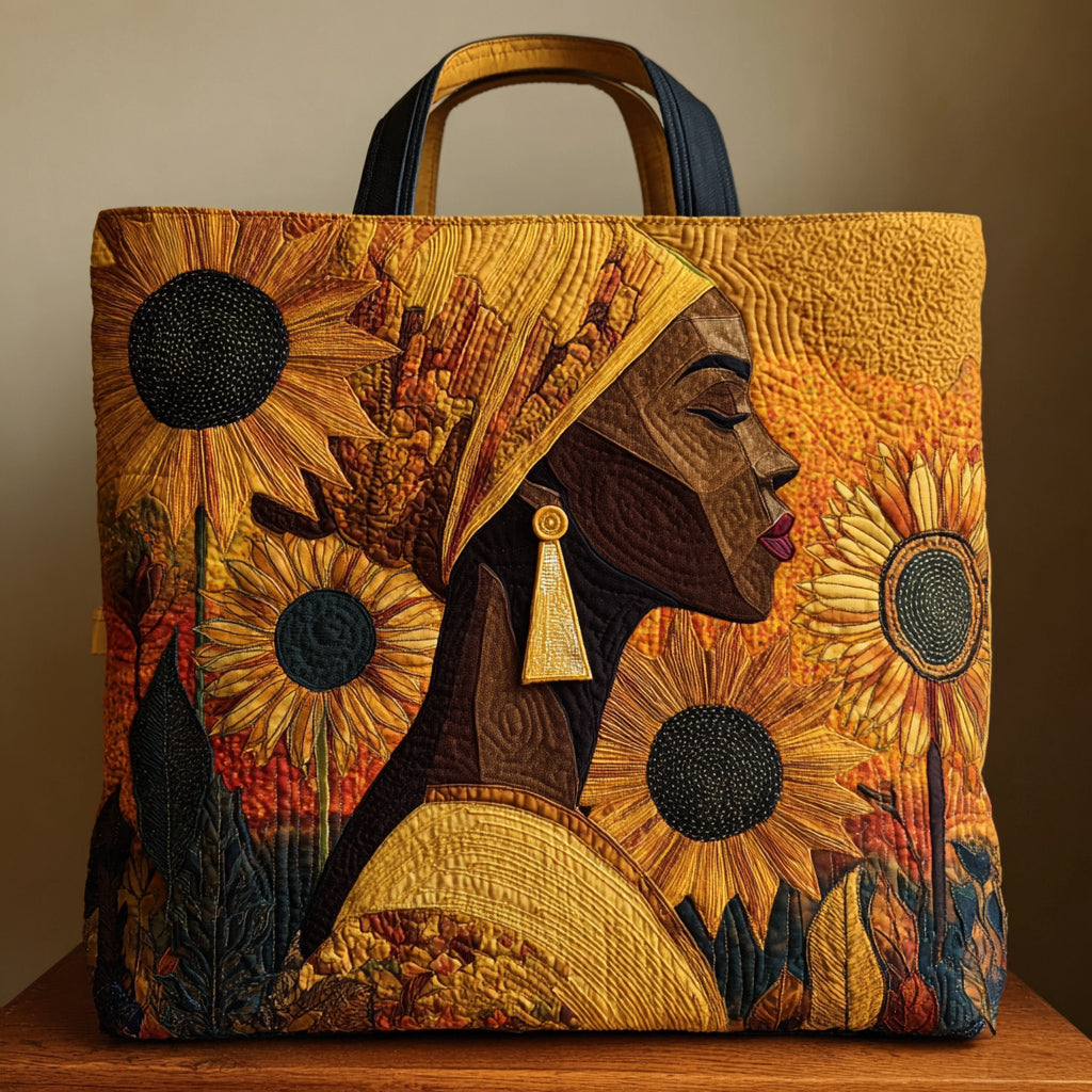 Black Woman Blossom Quilted Tote Bag Best Tote Bags For Women Melanin Black Women Gift Ideas