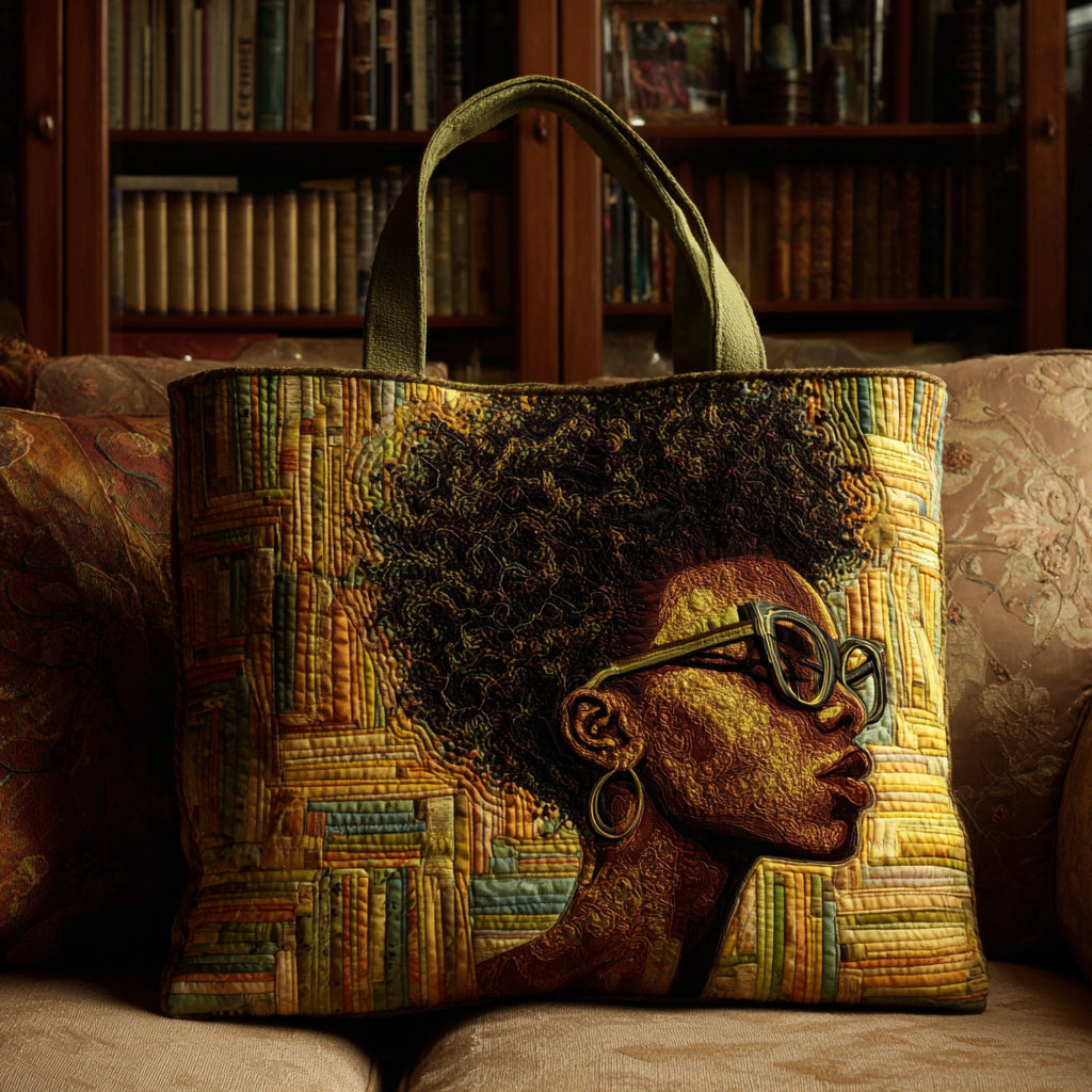 Black Woman Reader Quilted Tote Bag Handbag For Women Melanin Black Women Gifts For Her
