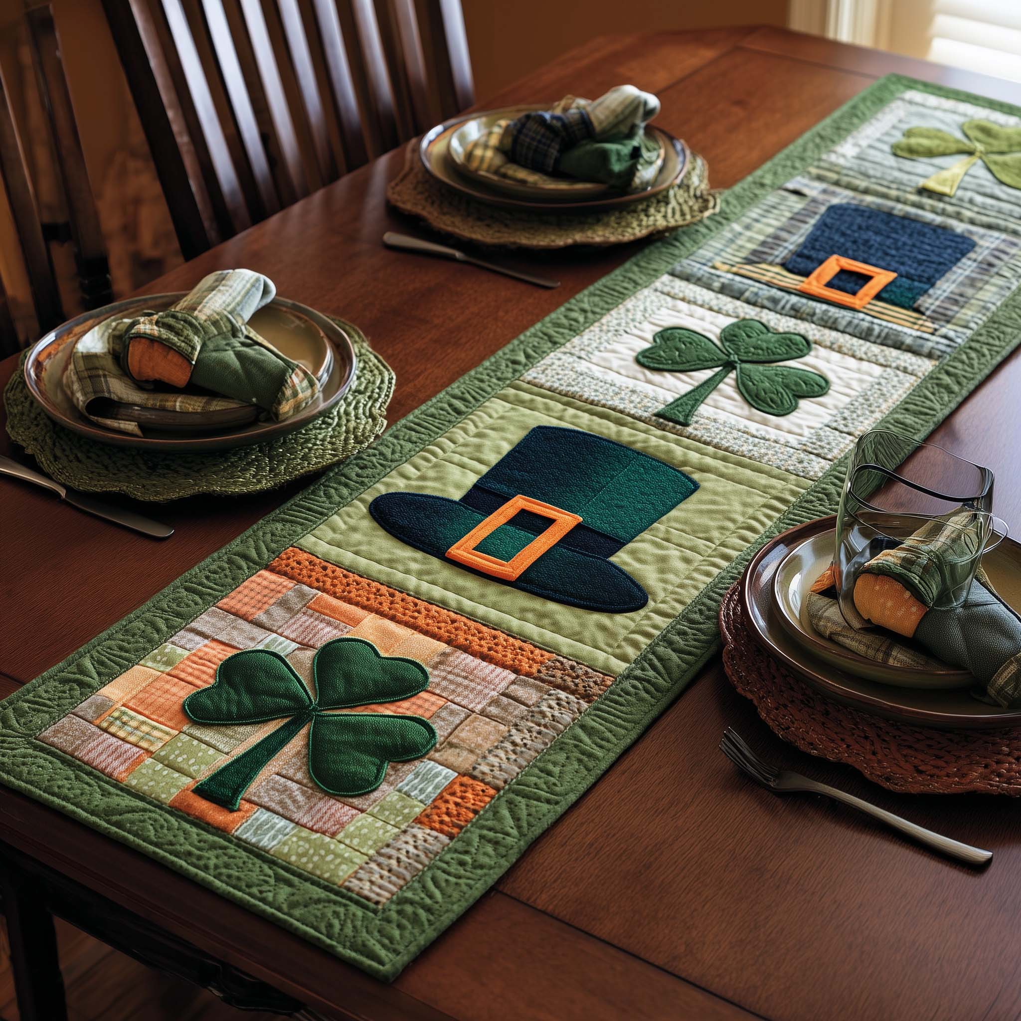 Blessed Greenery Quilted Table Runner Dining Room Table Centerpieces Good St Patrick's Day Gifts