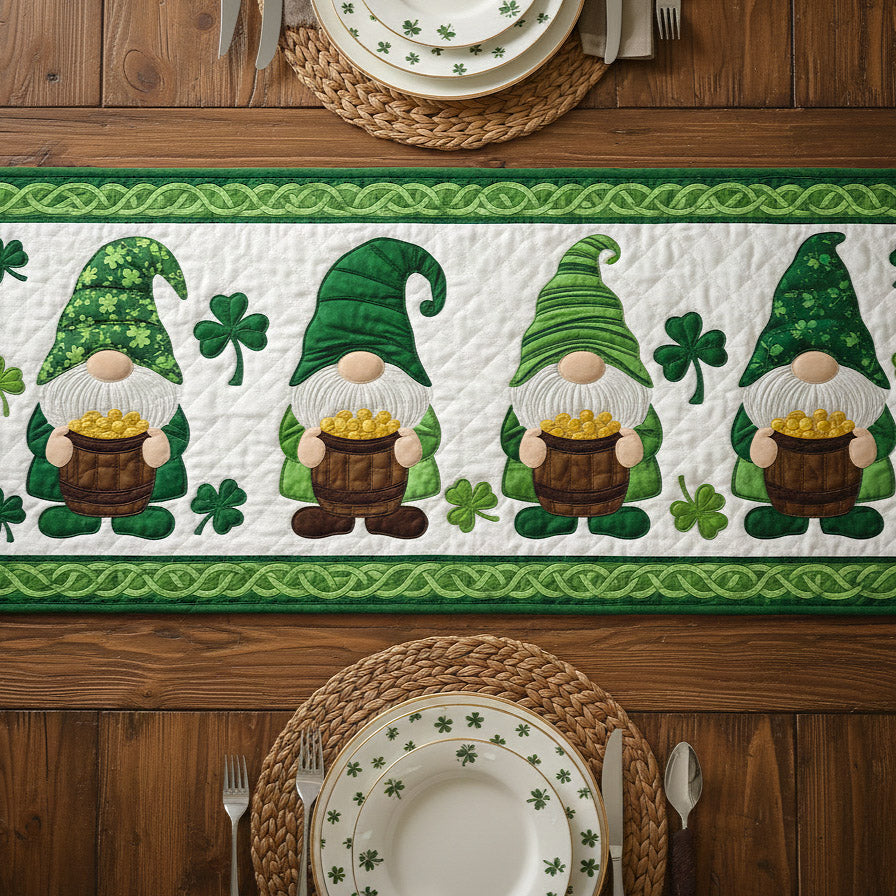 Blessed Greenery Quilted Table Runner Dining Room Table Decor Happy St Patrick's Day Gifts