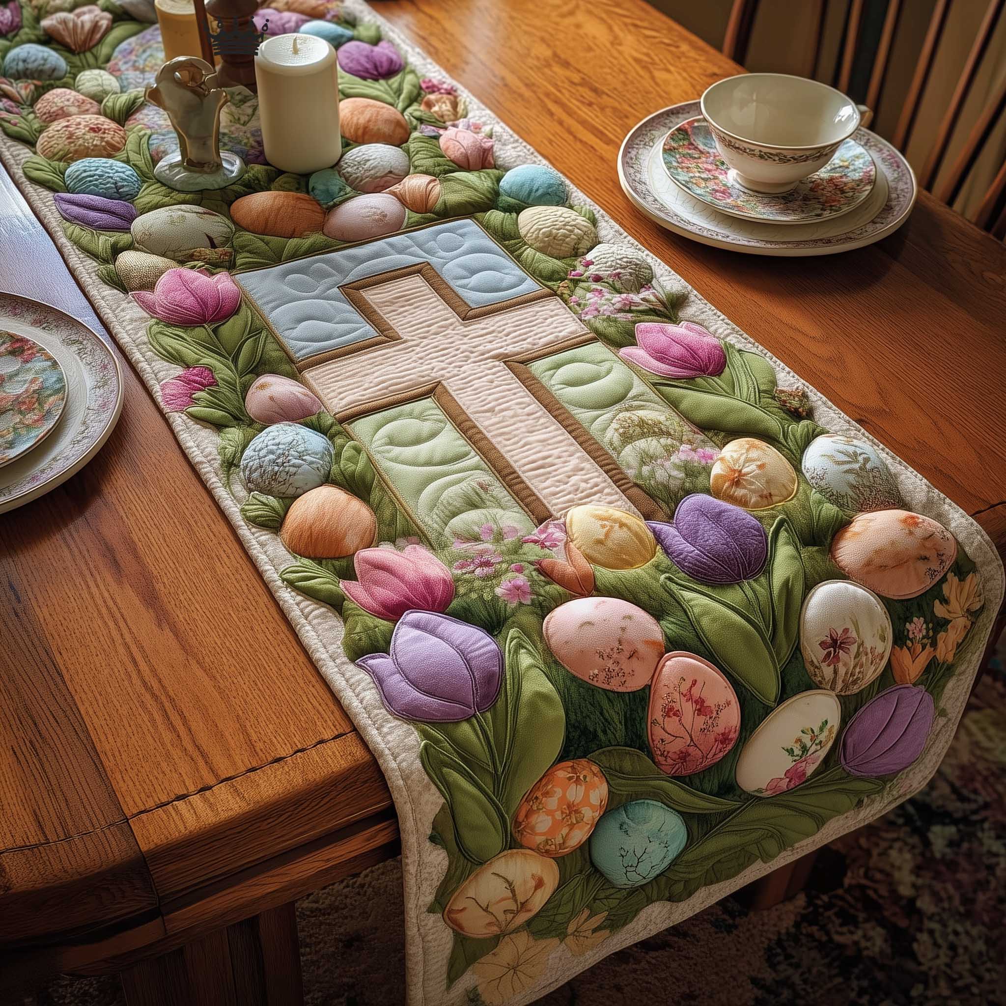 Blessed Home Quilted Table Runner Easter Sunday Table Decorations Indoor Easter Decorations