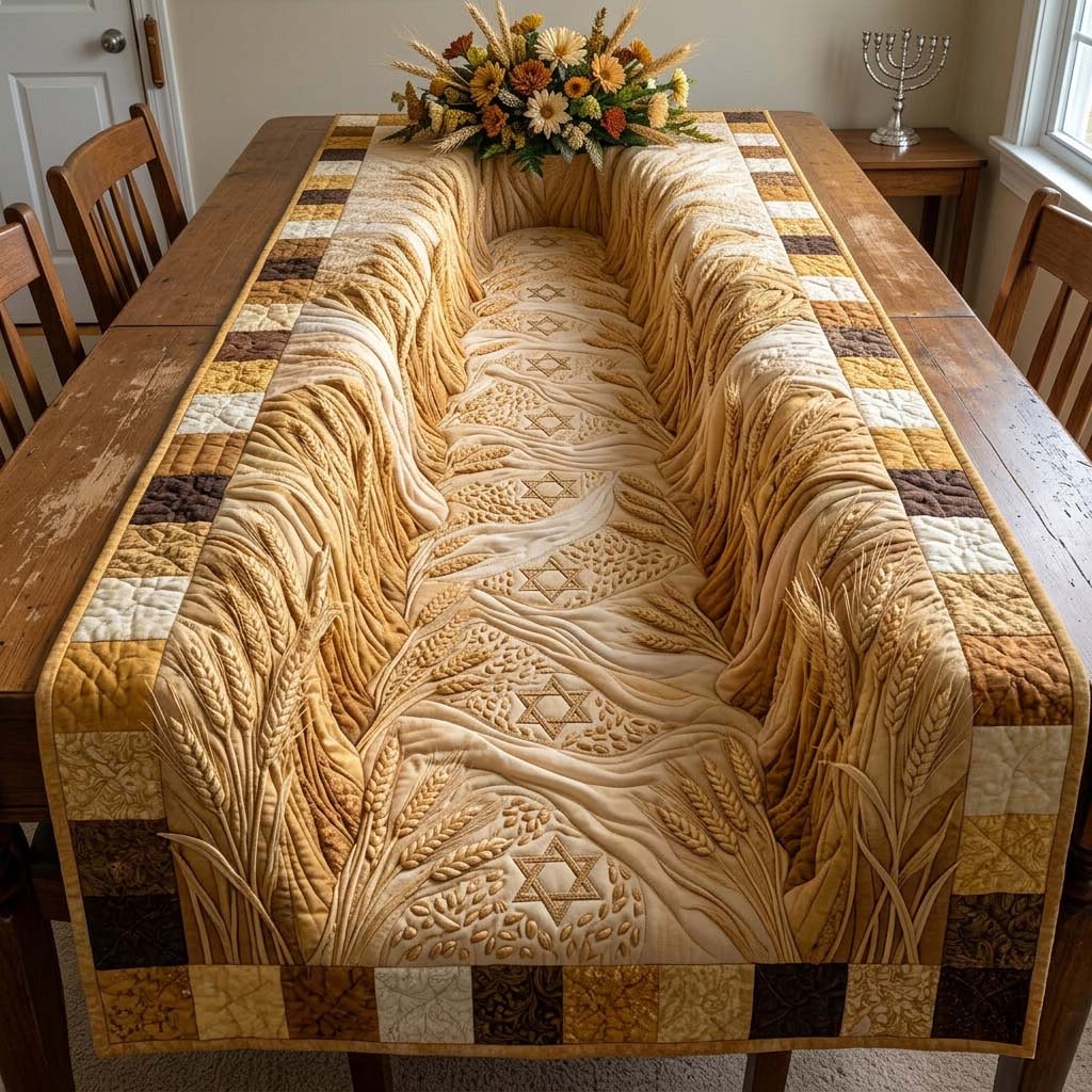 Blessed Wheat Valley Quilted Table Runner Passover Seder Table Decorations Gifts For Seder