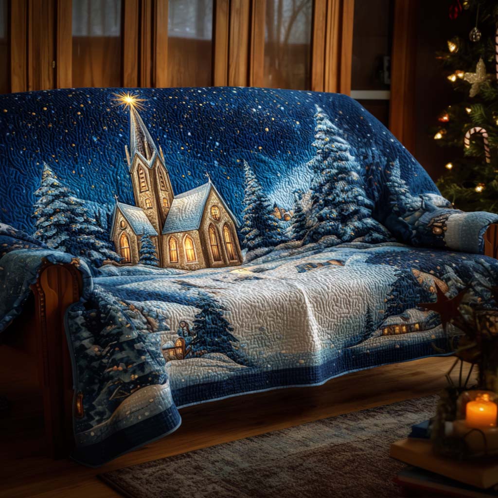 Blessed Winter Night Quilted Sofa Cover Santa Sofa Cover Unique Christmas Gifts