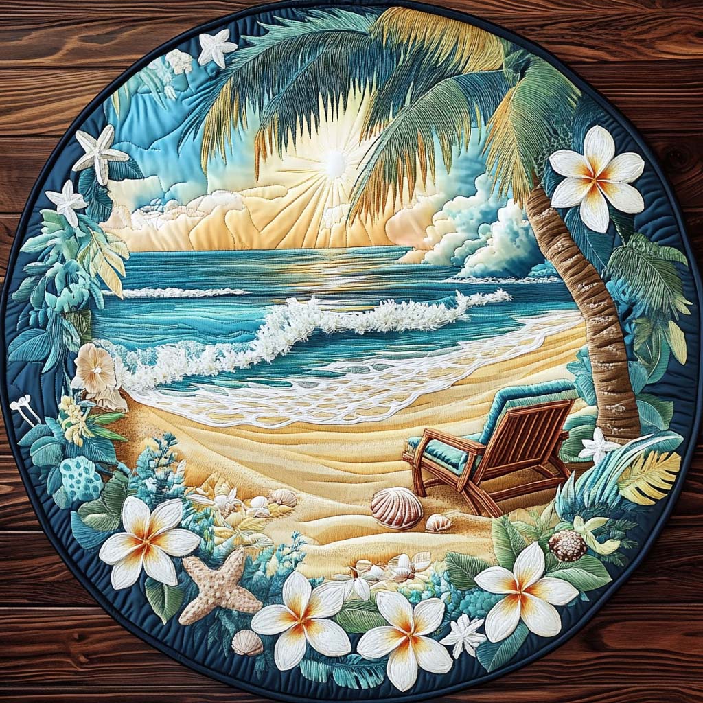 Blissful Bay Quilted Round Mat Home Decor Shop Beach Themed Gifts For Her