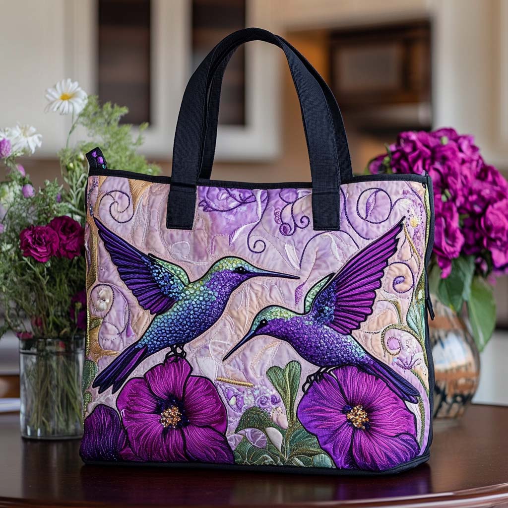 Blissful Hummingbird Dance Quilted Tote Bag Cool Tote Bags For Women Best Mothers Day Presents