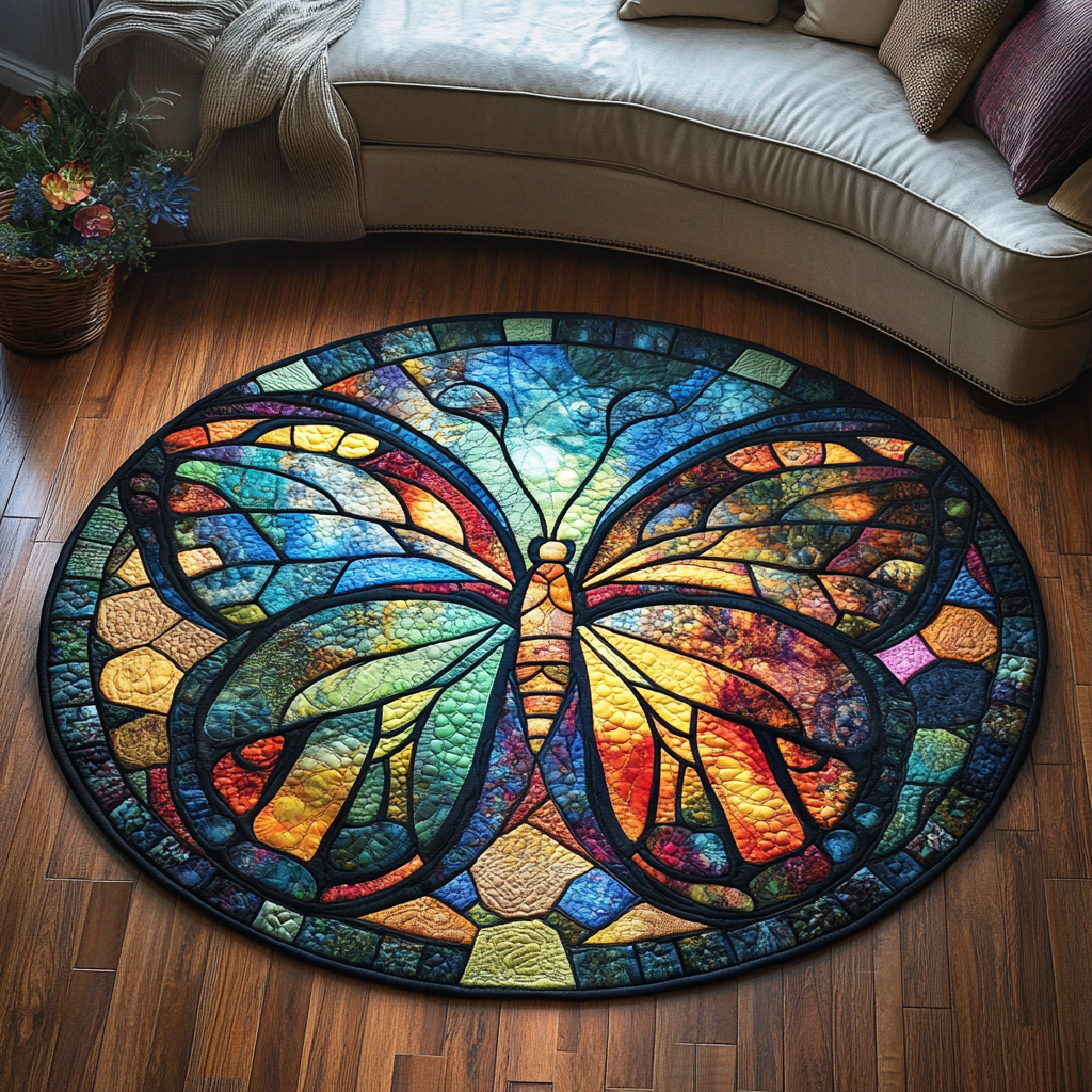 Bloom And Wings Quilted Round Mat House Decor Good Mothers Day Gifts