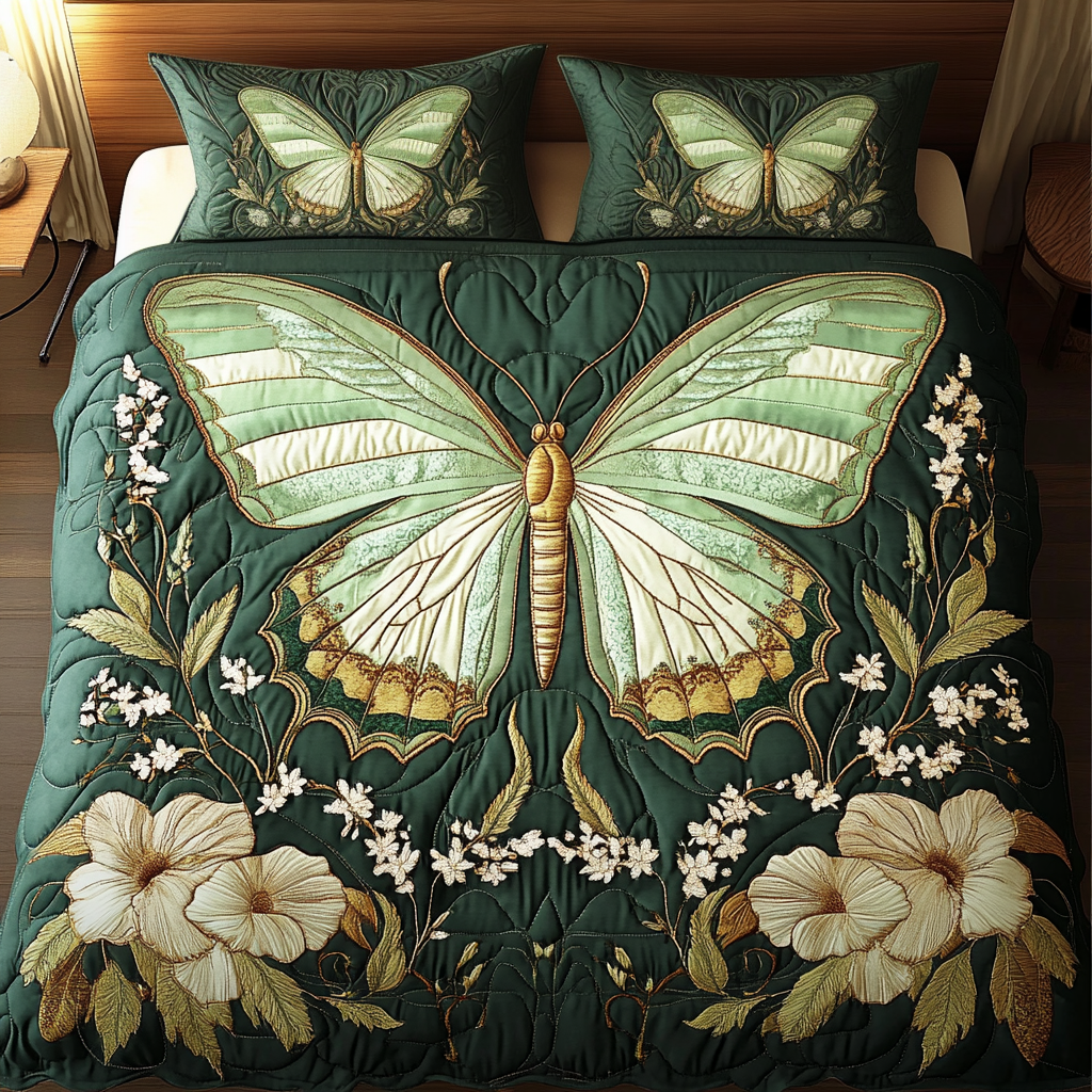 Bloom Butter Quilted Bedding Set Best King Bedding Sets Novelty Butterfly Gifts