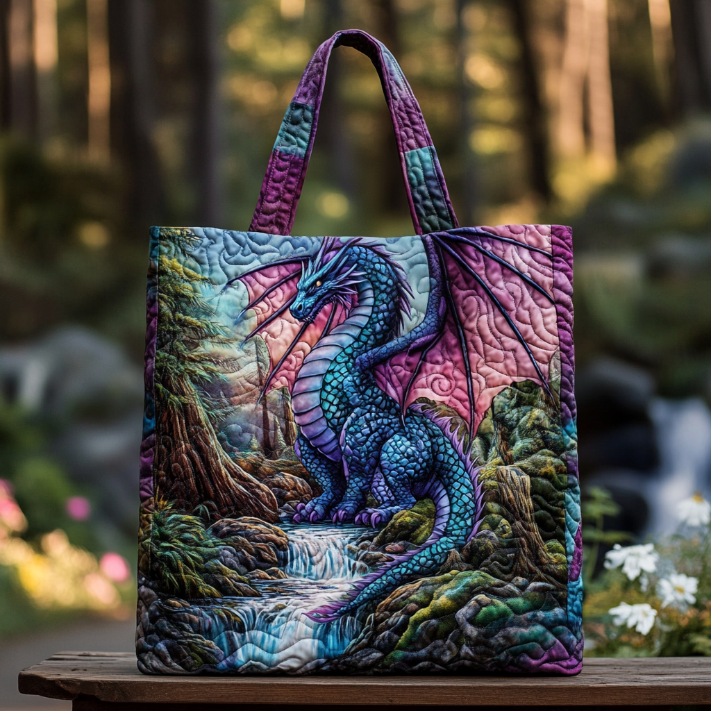 Bloom Dragon Quilted Tote Bag Cool Tote Bags For Women Mother's Day Gifts For Coworkers