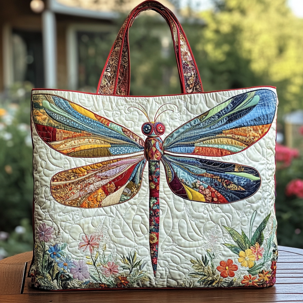 Bloom Dragonfly Quilted Tote Bag Best Tote Bags For Women Best Gifts For Mom Birthday