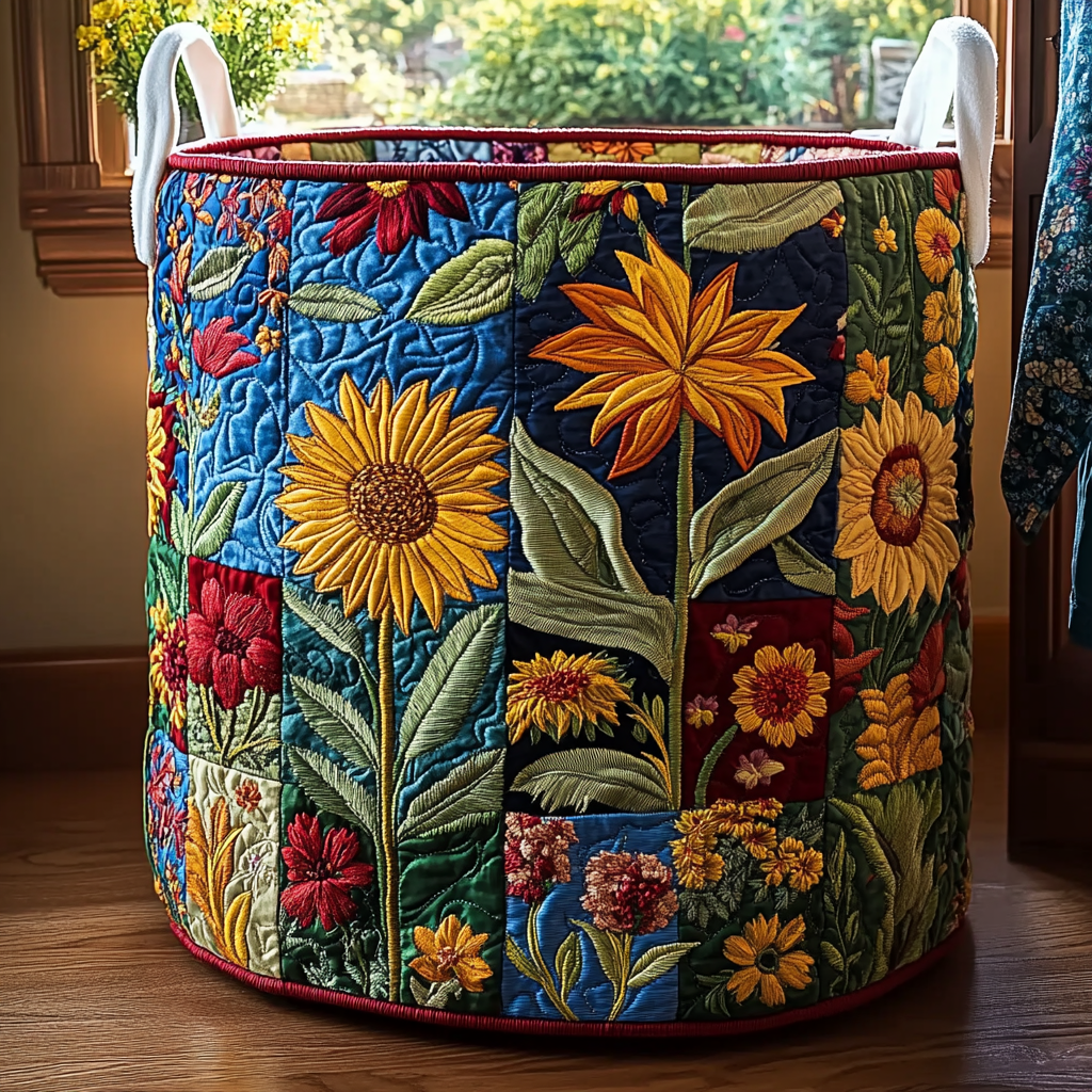 Bloom Harmony Quilted Laundry Basket Farmhouse Laundry Hamper Grandmother Mothers Day Gifts