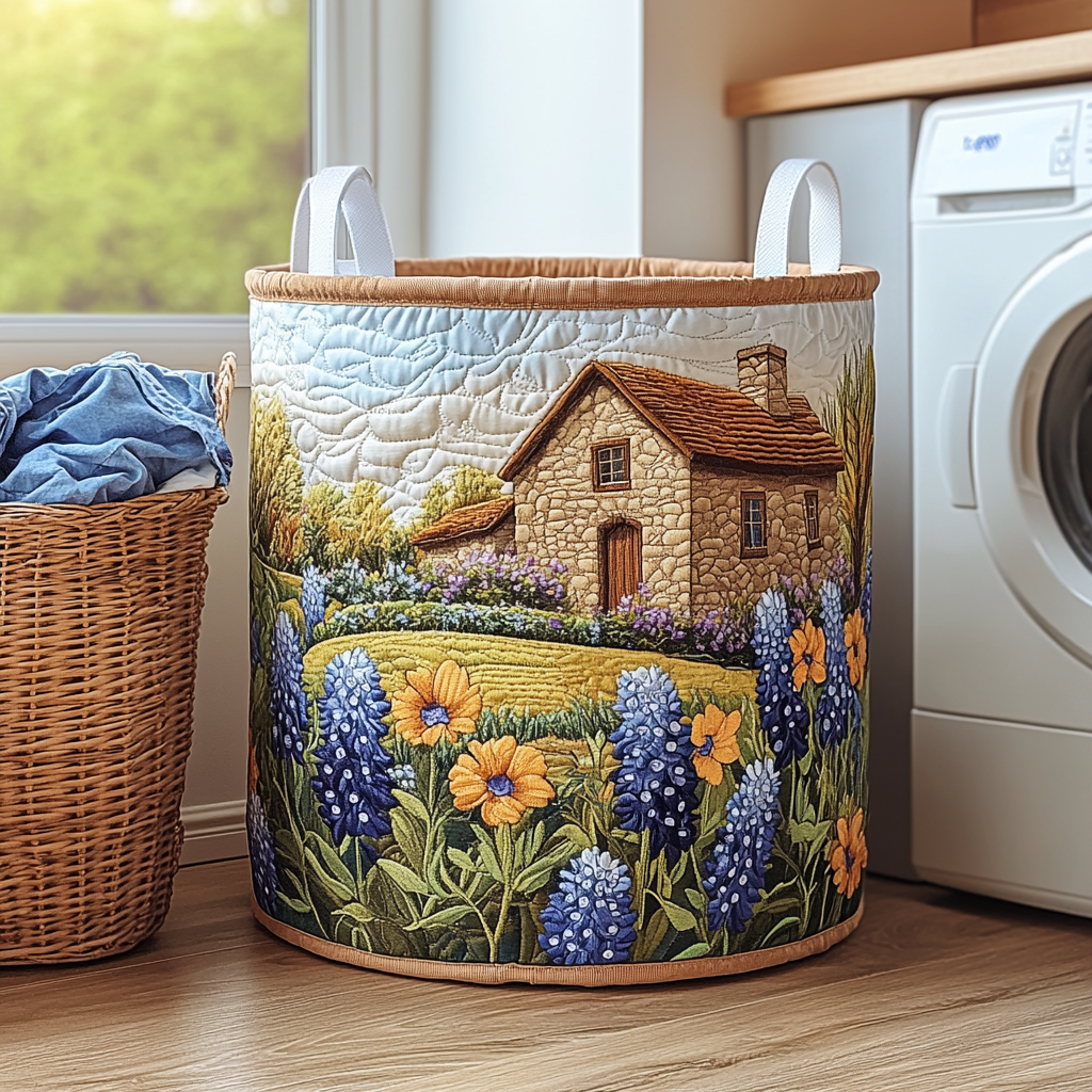 Bloom Path Quilted Laundry Basket Clothes Basket Storage Good Mothers Day Gift Ideas