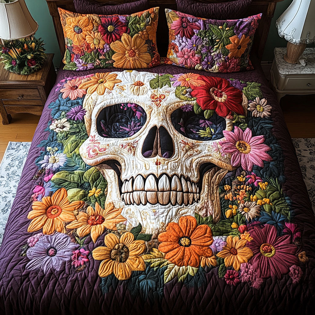 Bloomed Horizon Quilted Bedding Set Cute Bed Sets For Teens Cool Skull Gifts