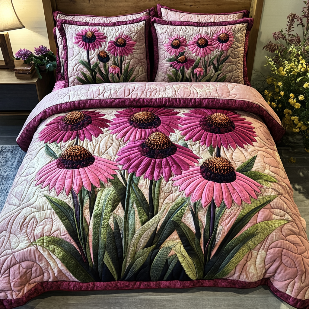 Blooming Beauty Quilted Bedding Set Cute Bedsheets Gifts For Dad Who Wants Nothing