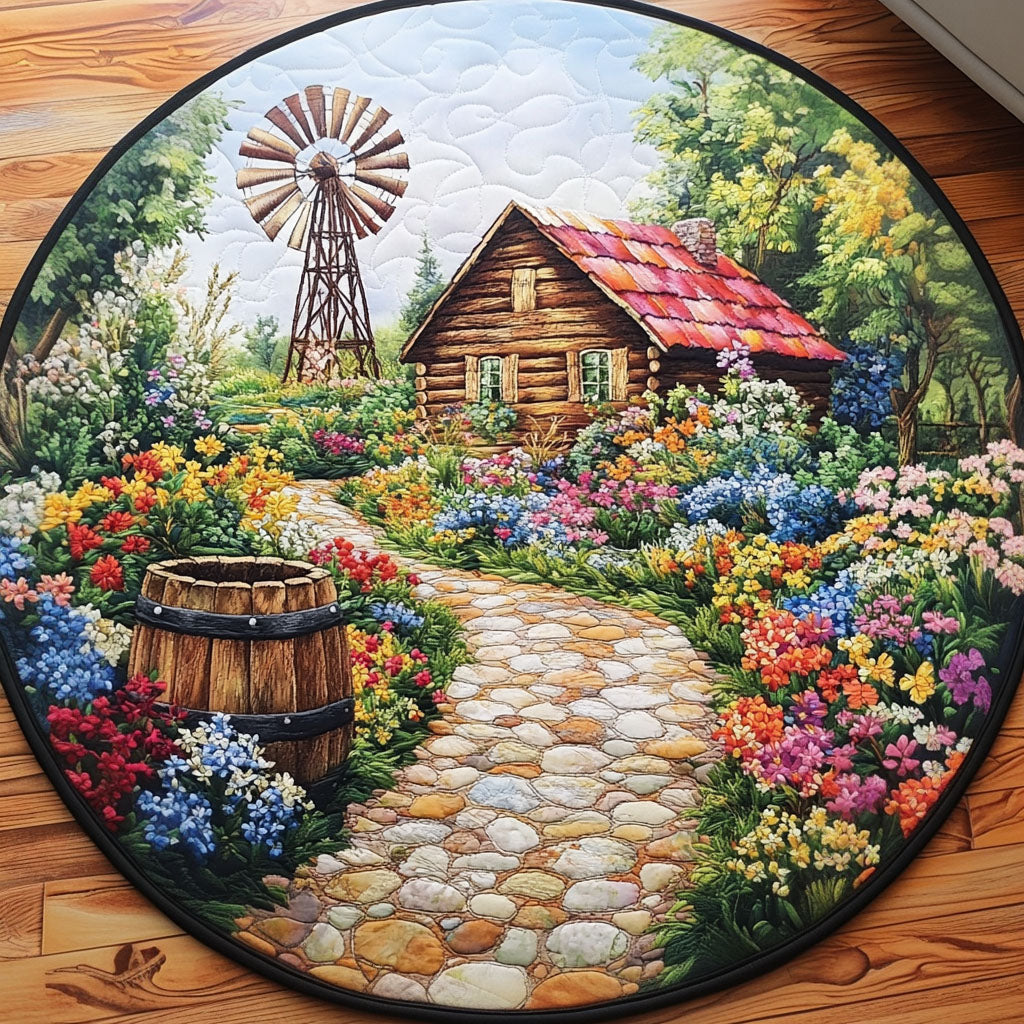 Blooming Cabin Trail Quilted Round Mat Best Round Area Rugs Gifts To Get Your Mother