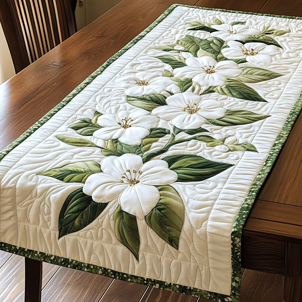 Blooming Dogwood Quilted Table Runner Dining Room Runner Best Mothers Day Gift Ideas