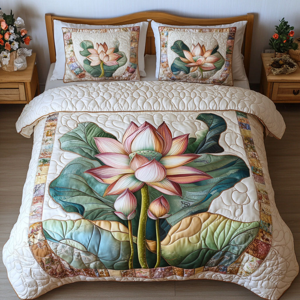 Blooming Grace Quilted Bedding Set Bed Room Decoration Dad Fathers Day Gifts