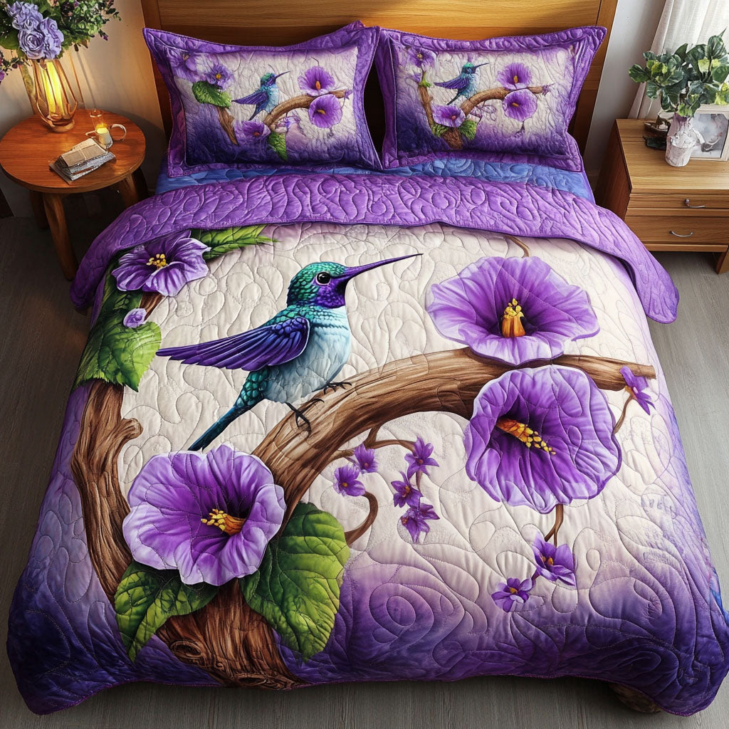Blooming Hummingbird Quilted Bedding Set Best Bedsheets Unique Hummingbird Gifts