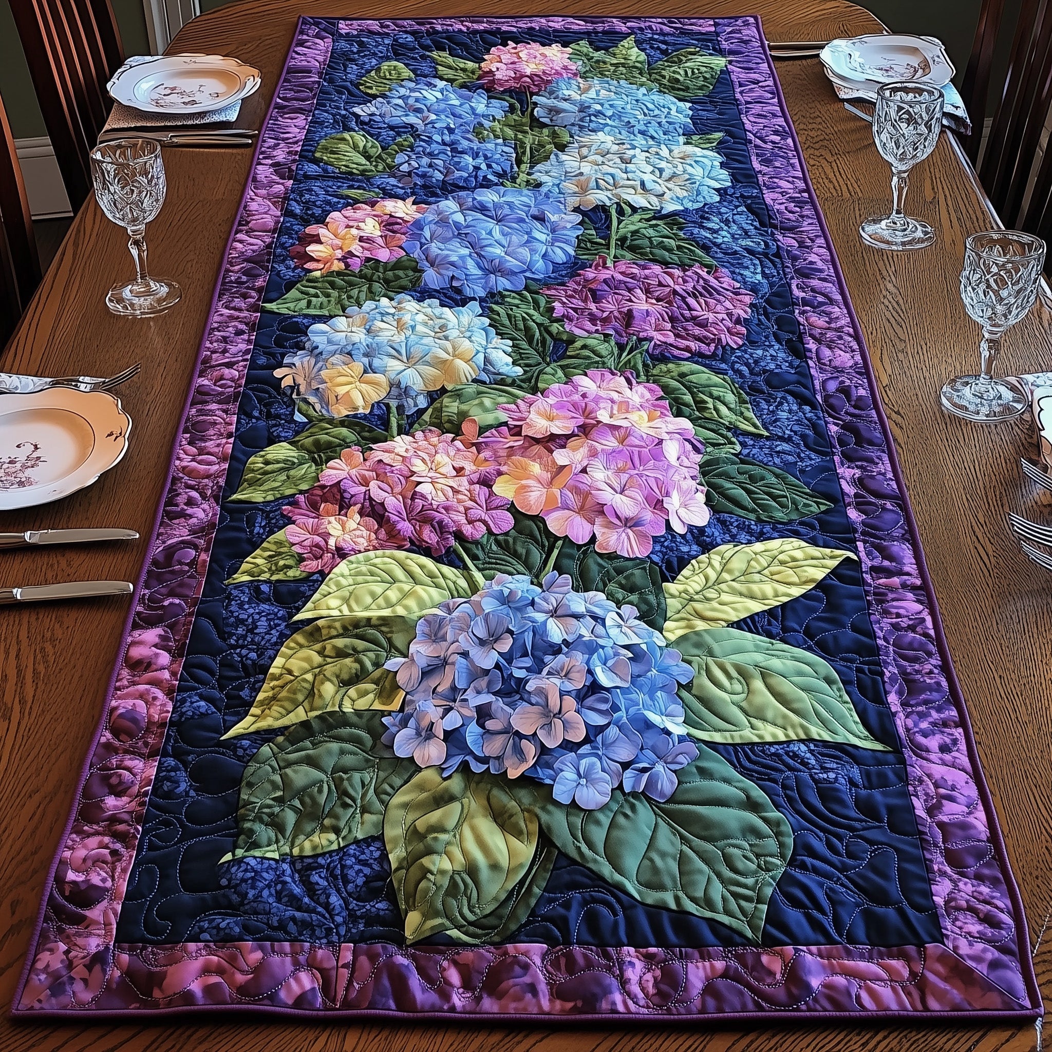 Blooming Hydrangea Paradise Quilted Table Runner Dinner Table Decor Target Mothers Day Gifts