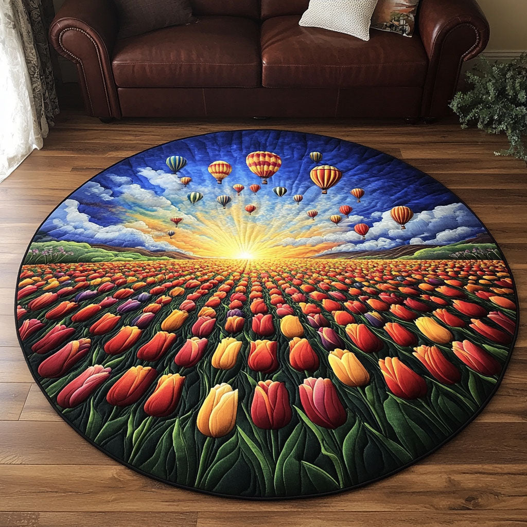 Blooming Meadows Quilted Round Mat Round Shape Rug Mummy And Daughter Gifts
