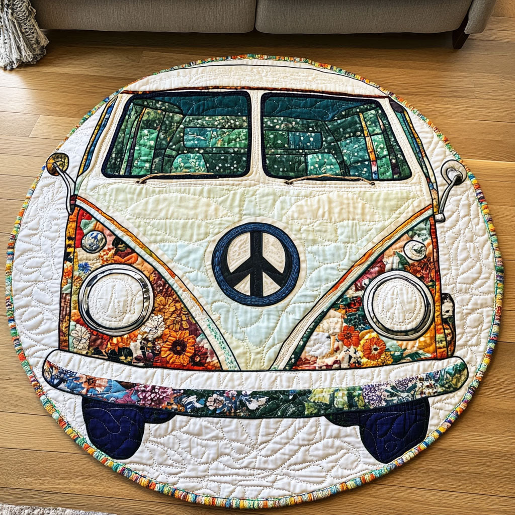 Blooming Roadtrip Quilted Round Mat Round Small Rugs Mothersday Gifts