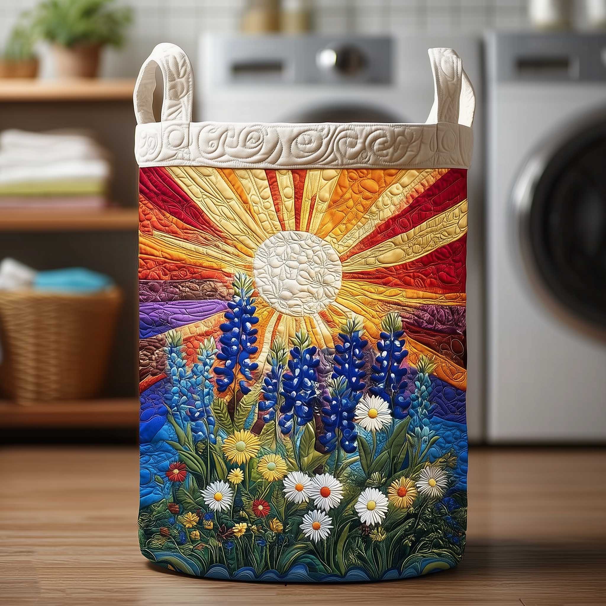Blooming Sunrise Quilted Laundry Basket Best Foldable Laundry Basket Christmas Gifts For Coworkers