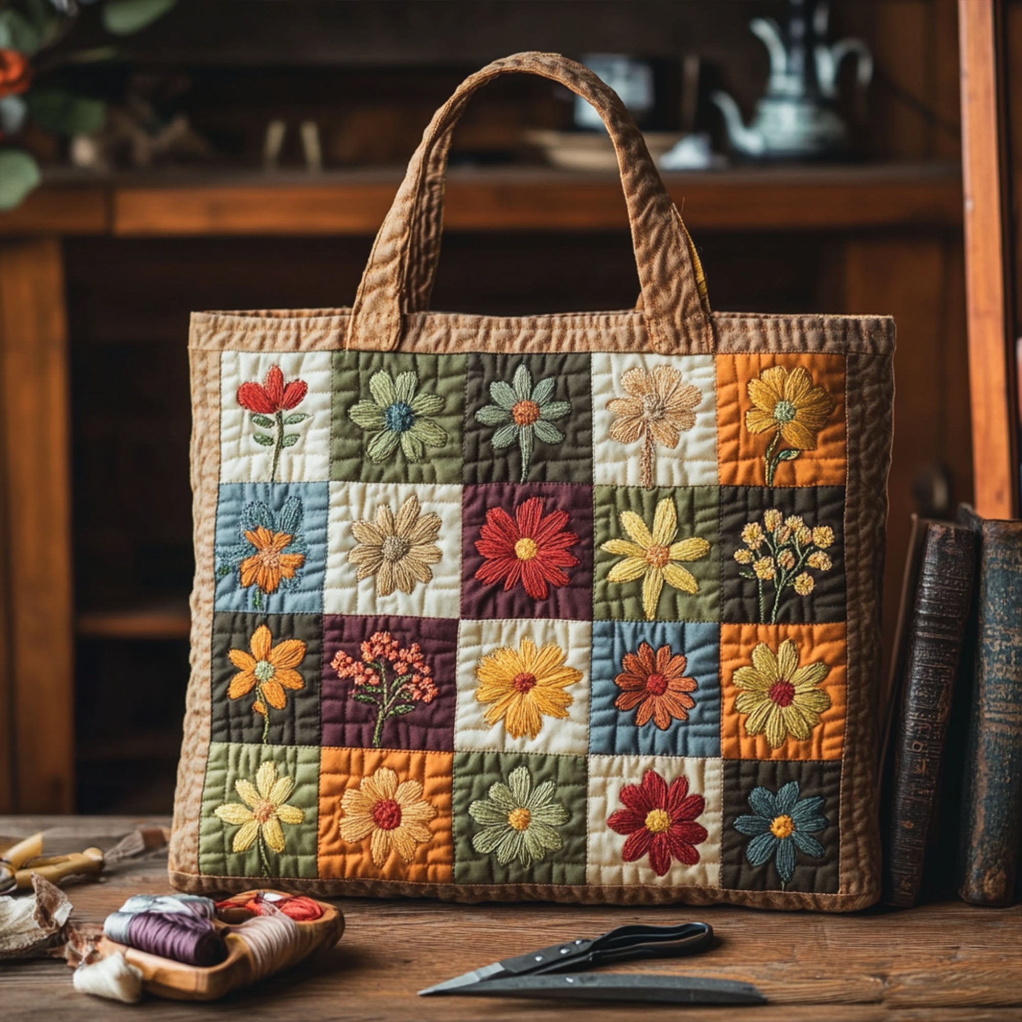 Blooming Threads Quilted Tote Bag Handbag For Women Mother's Day Gifts From Husband