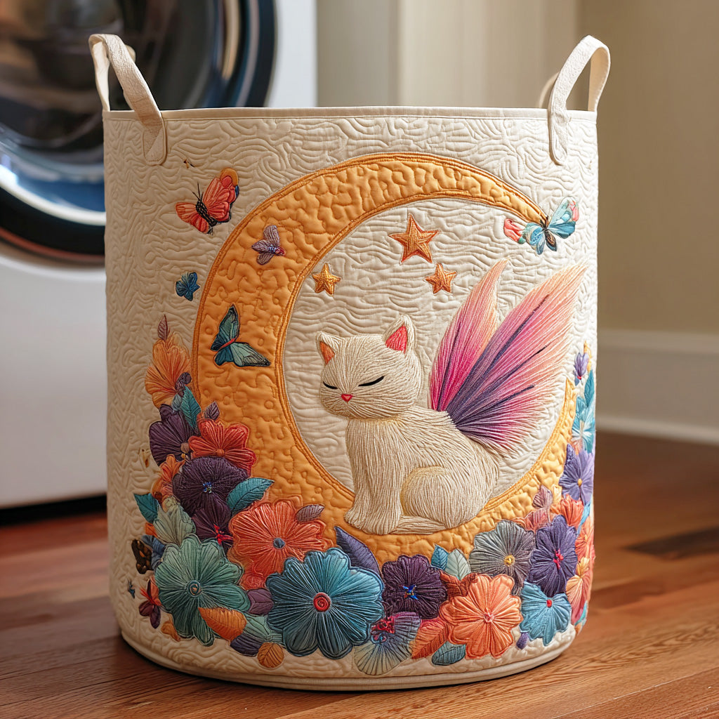 Bloomy Catnap Quilted Laundry Basket Unique Clothes Hamper Mother's Day Delivery
