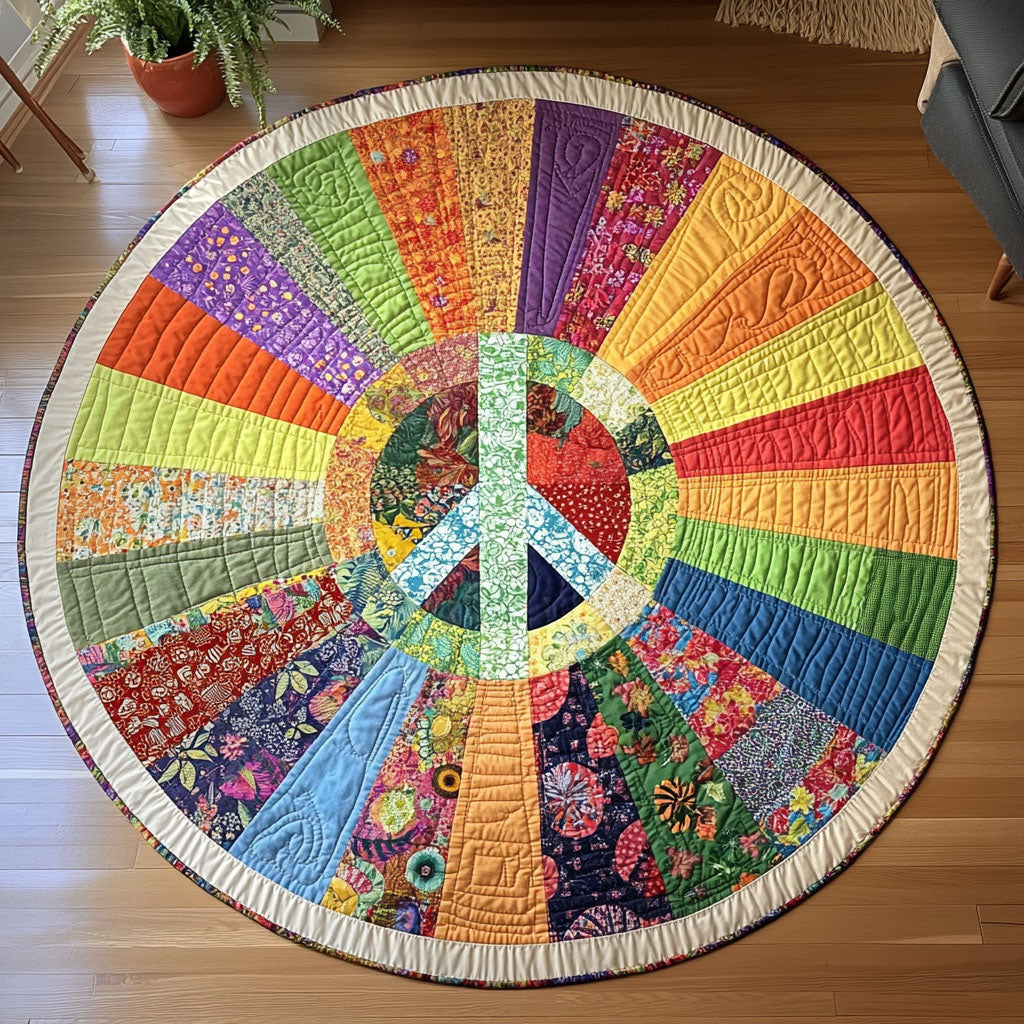 Blossom Blaze Quilted Round Mat Small Round Carpets Mothersday Gift