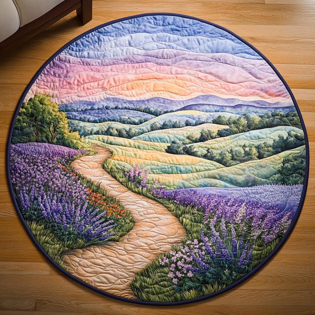 Blossom Curve Quilted Round Mat Round Rug Mat Unique Mother's Day Gifts