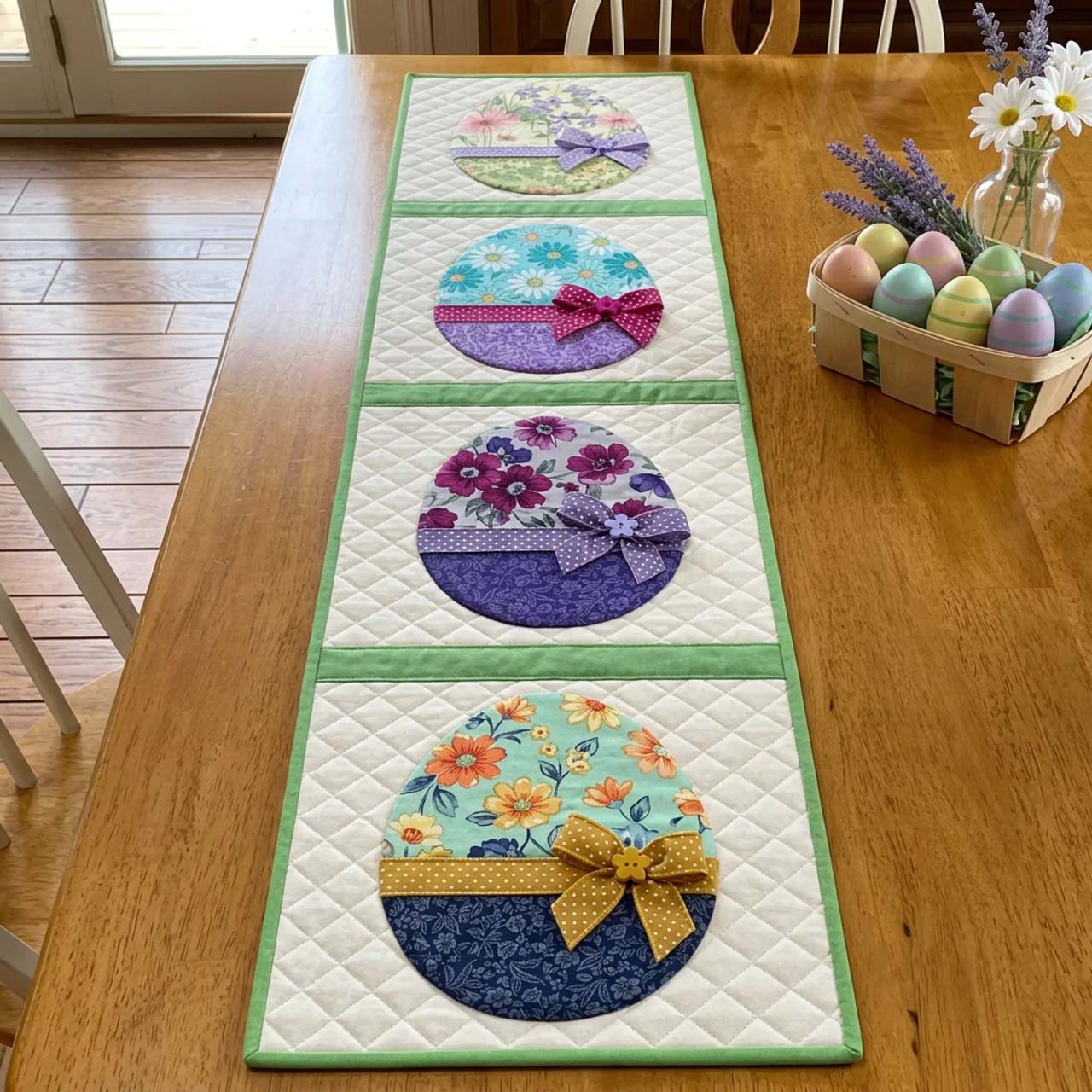 Blossom Eggs Quilted Table Runner Easter Bunny Table Decorations Easter Presents For Family