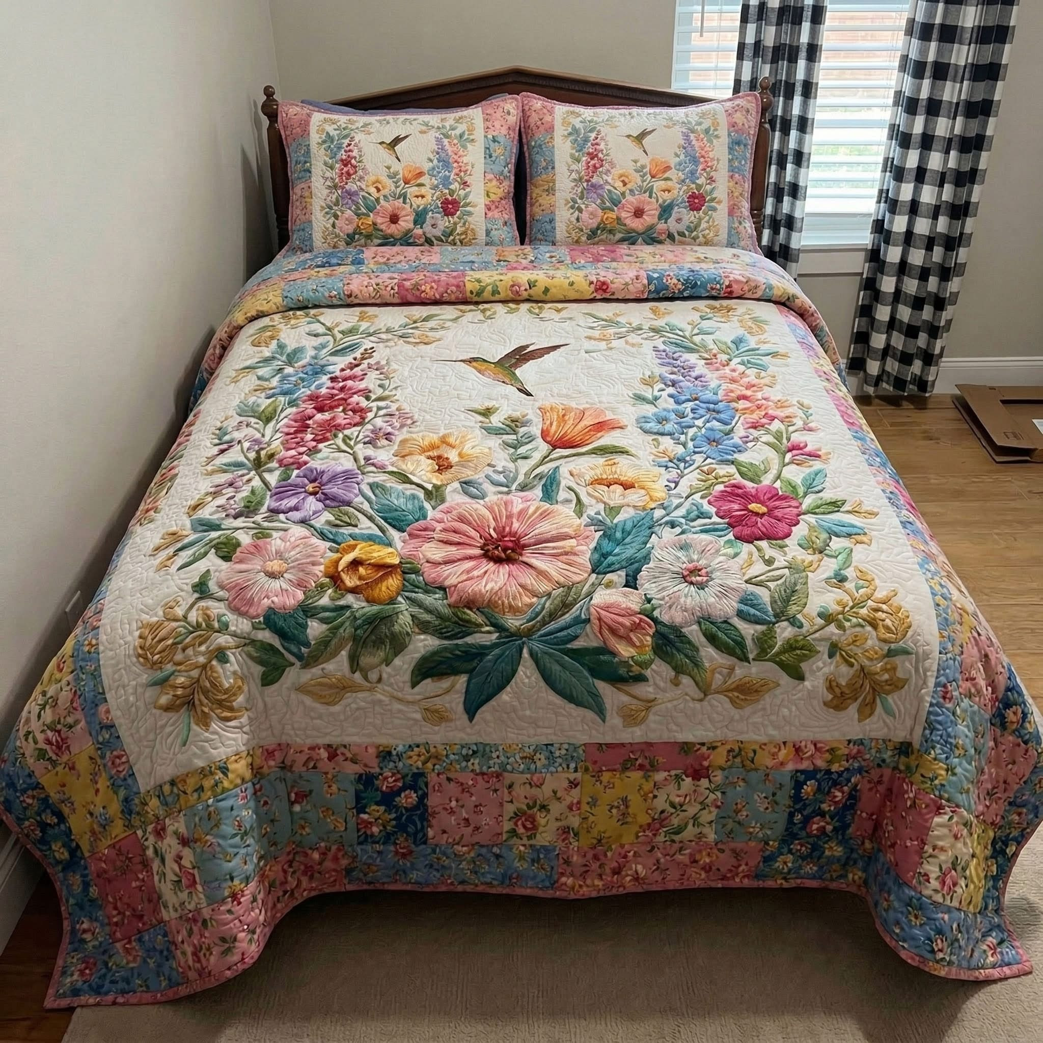 Blossom Fields Quilted Bedding Set Elegant Duvet Cover Bedspread Set Gifts For Mother
