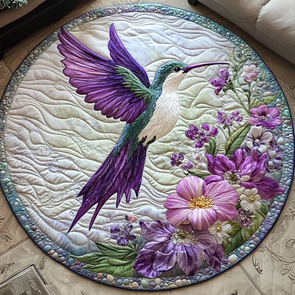 Blossom Hover Quilted Round Mat Circle Rugs Small Best Gift For Mother On Mother's Day