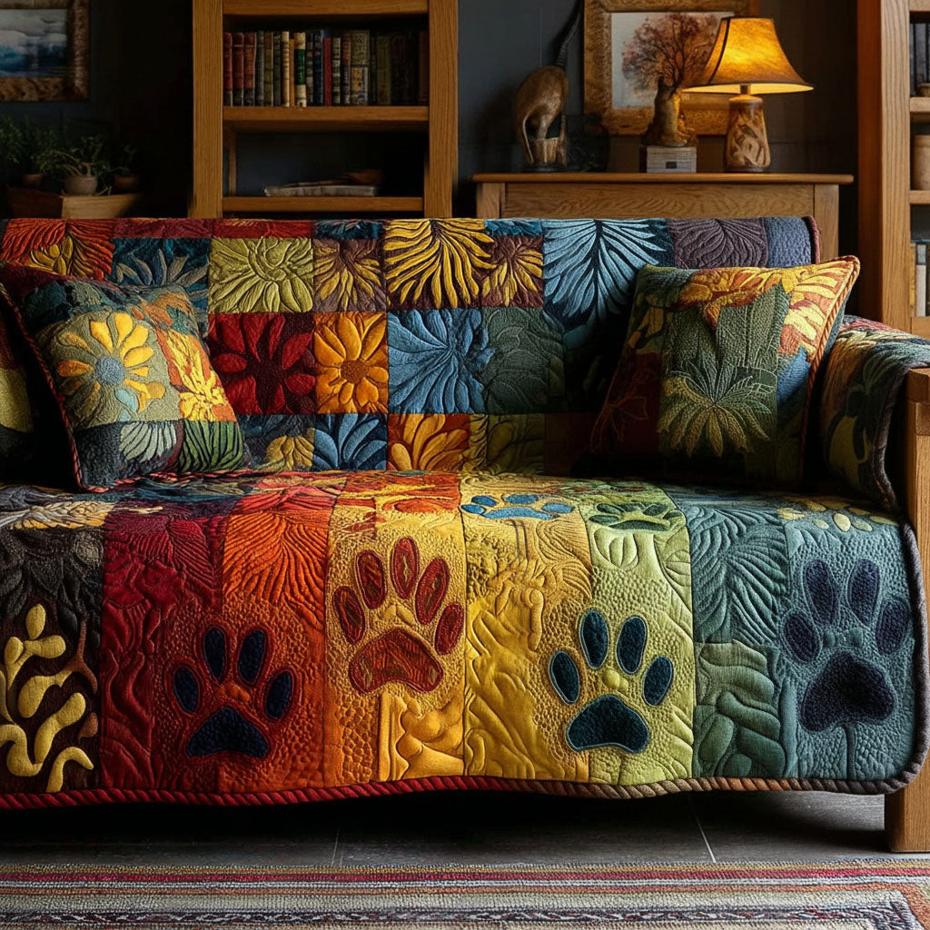 Blossom Paw Quilted Sofa Cover Couch Slipcovers Funny Gifts From The Dog