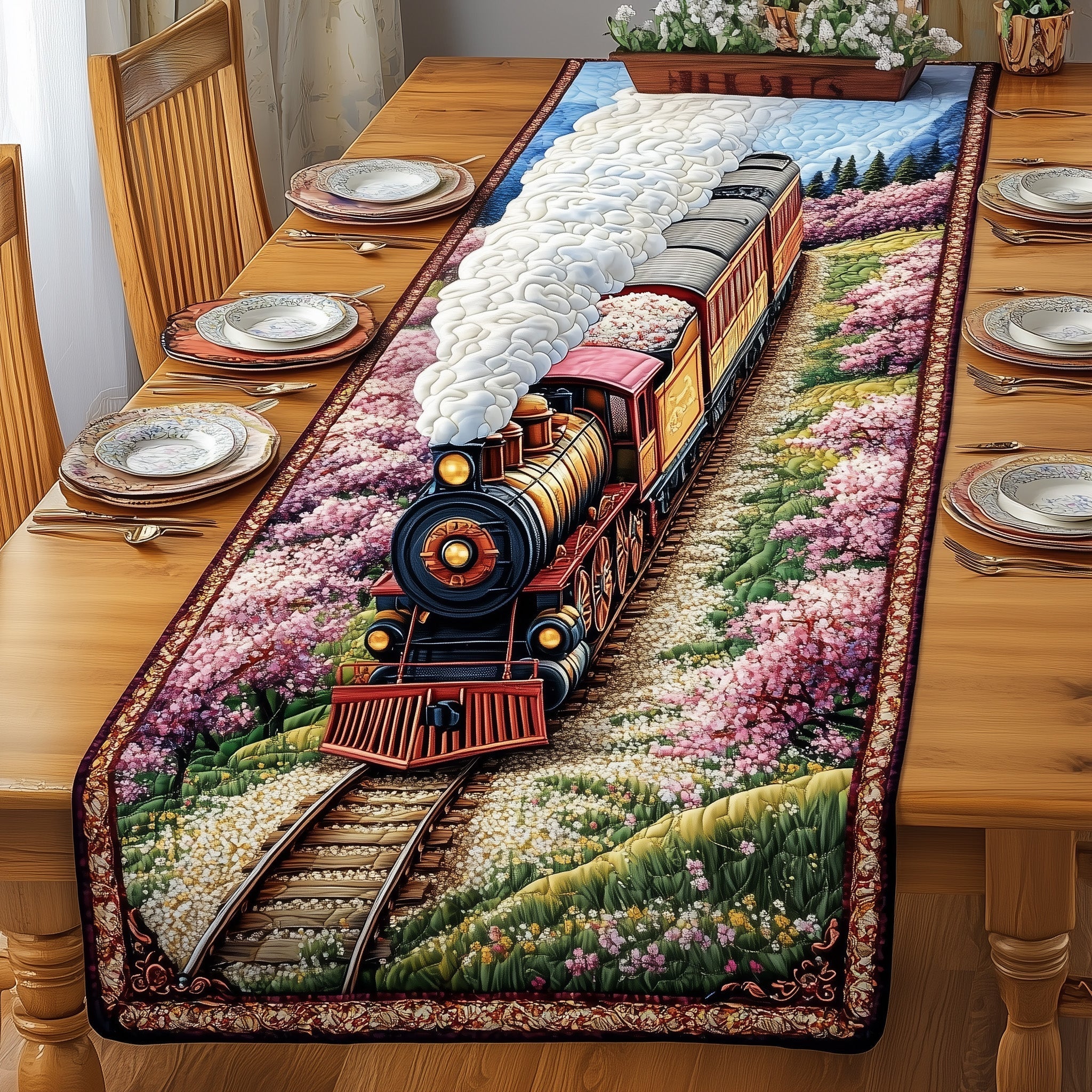 Blossom Rail Quilted Table Runner Dining Room Table Decor Ideas Gift Ideas For Moms Birthday